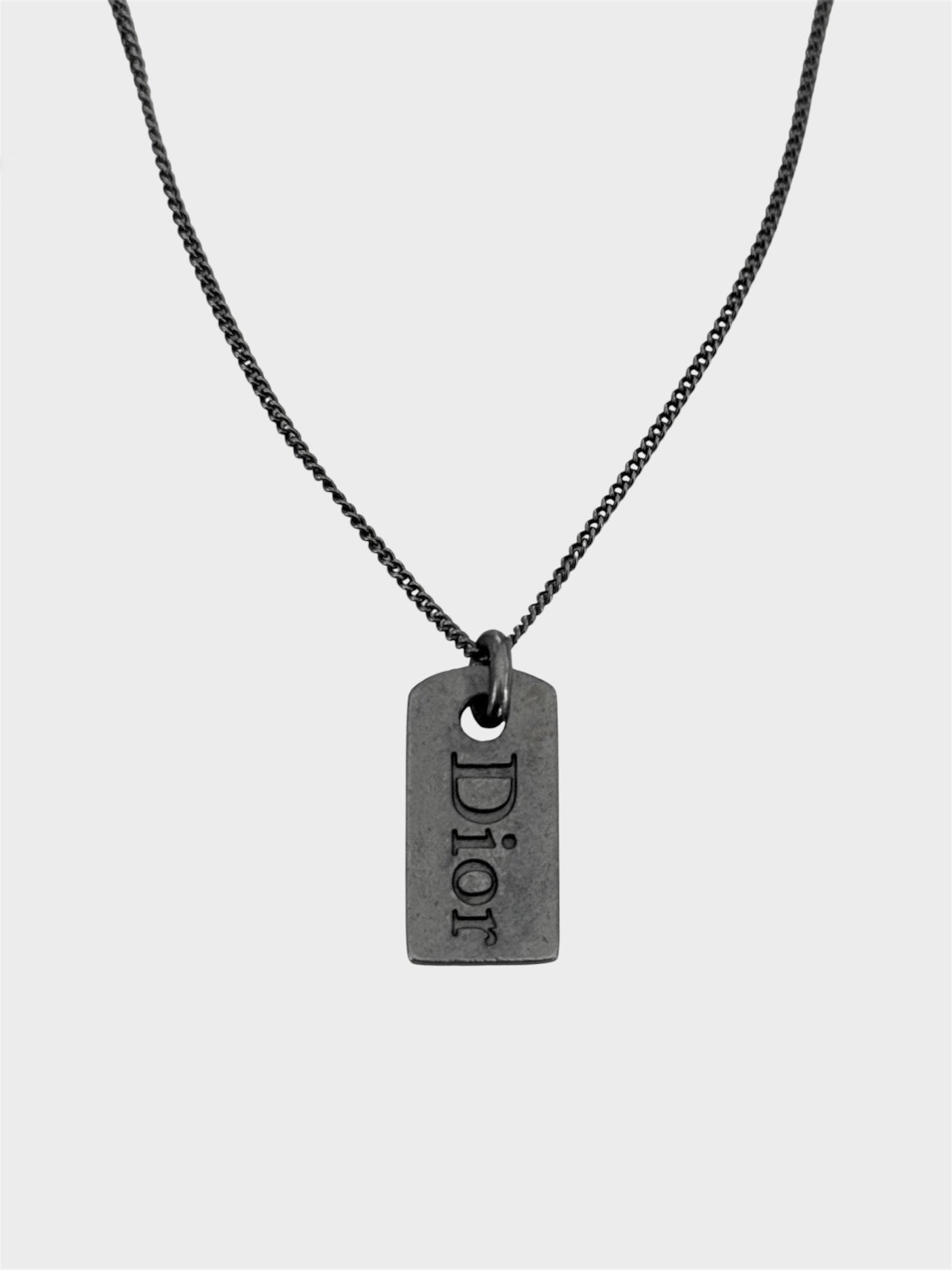 Christian Dior Dog Tag Engraved Spell Out Bracelet