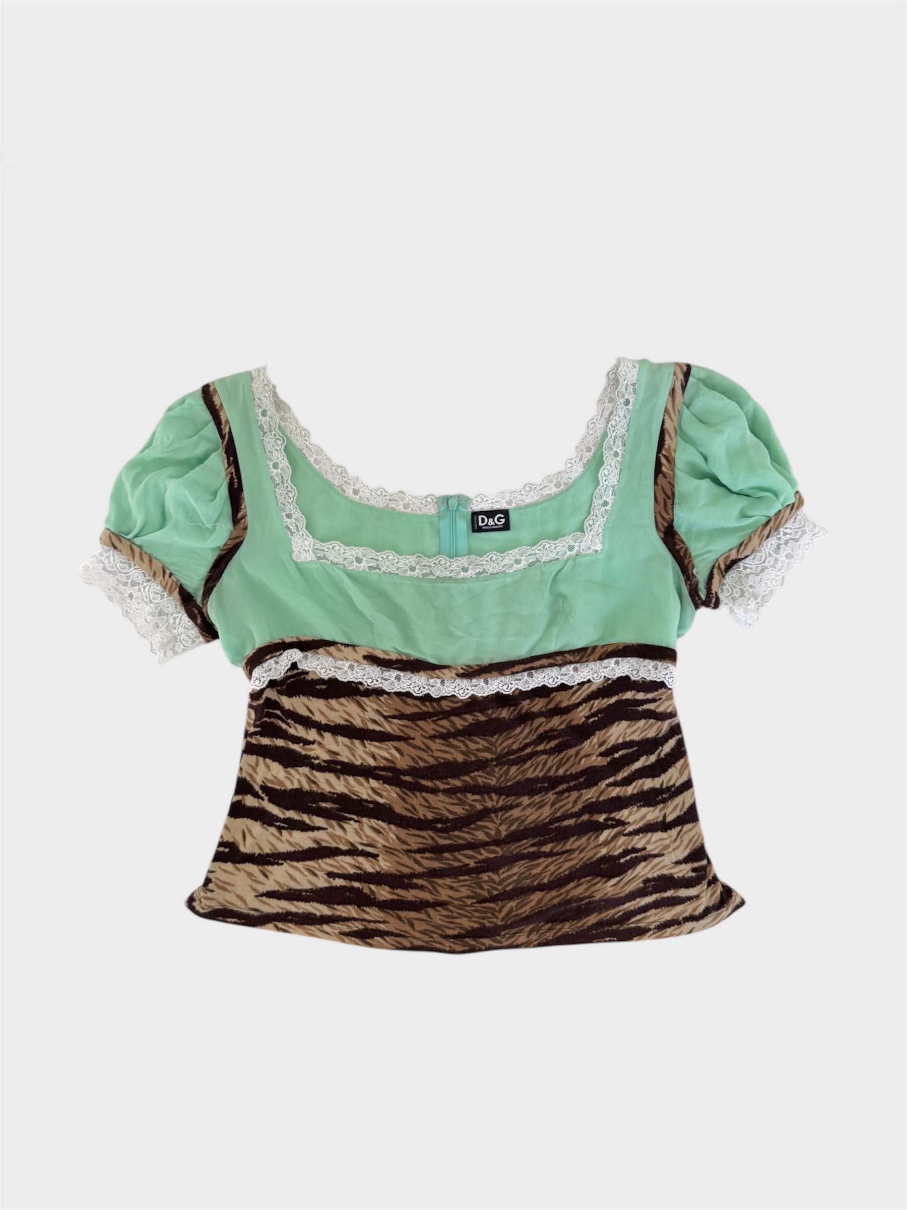 Dolce & Gabbana Tiger Print Square Neck Top