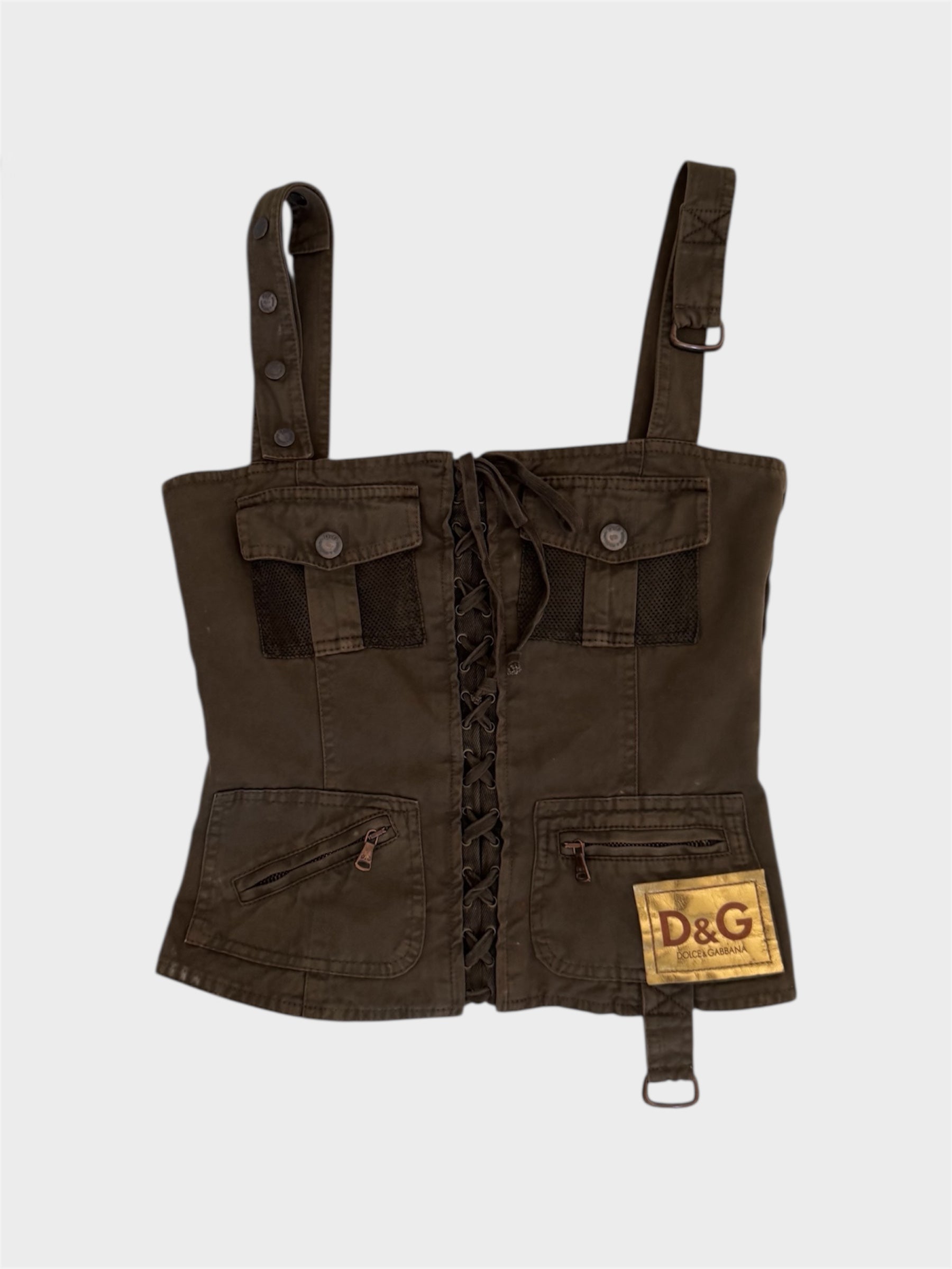 Dolce and Gabbana Cargo Utility Corset Top