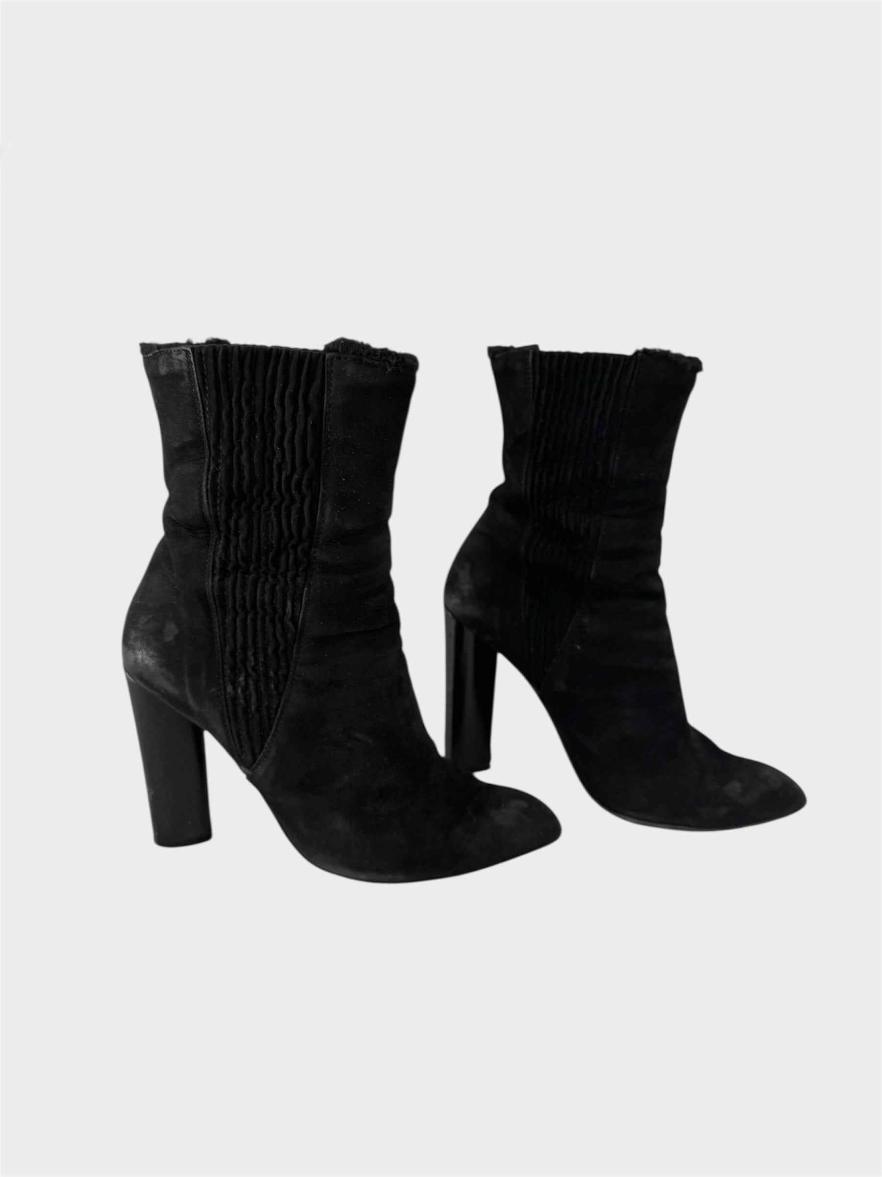 Yves Saint Laurent Fur Lined Suede Heeled Boots