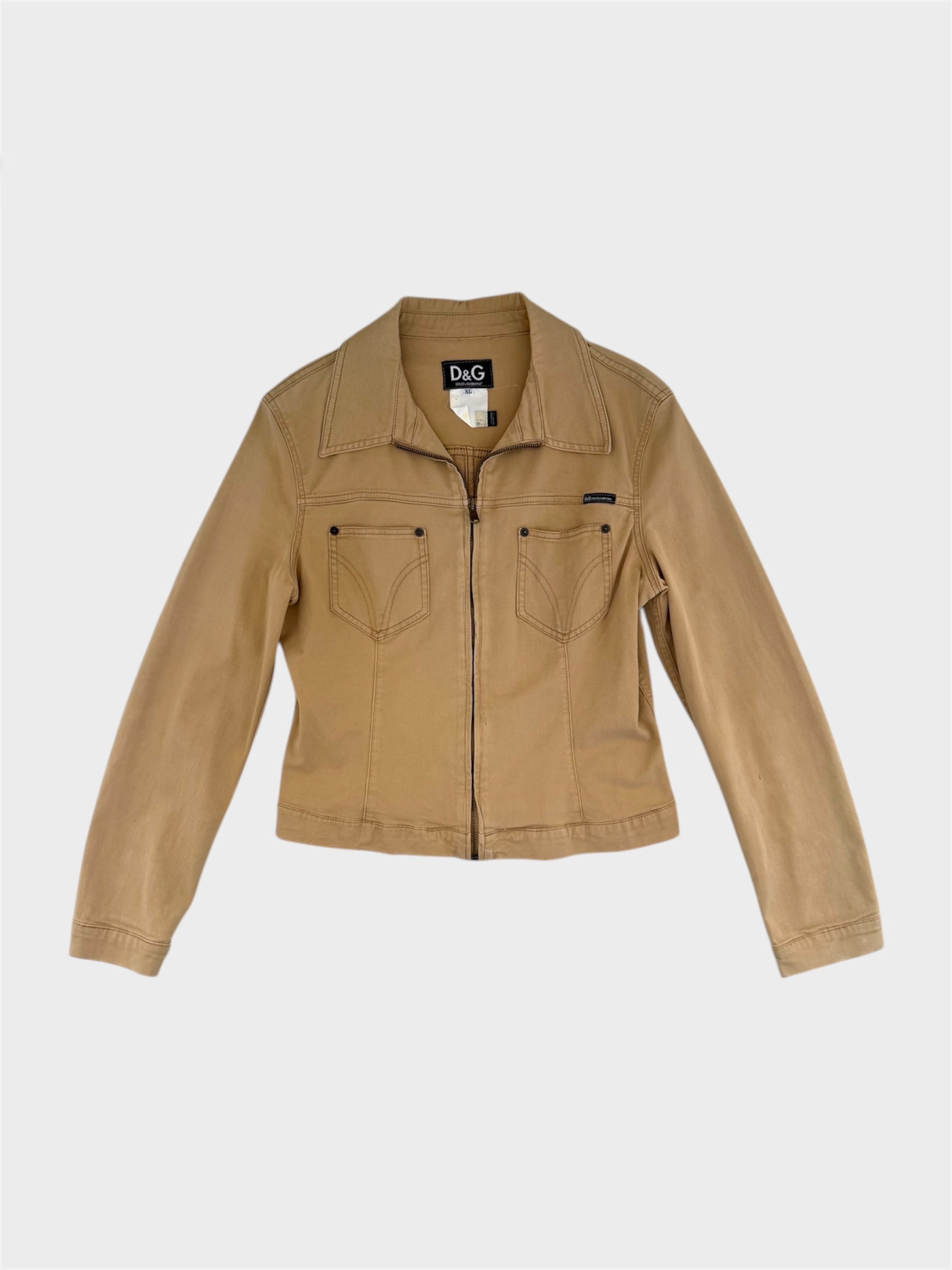 Dolce and Gabbana Beige Zip-Up Jacket