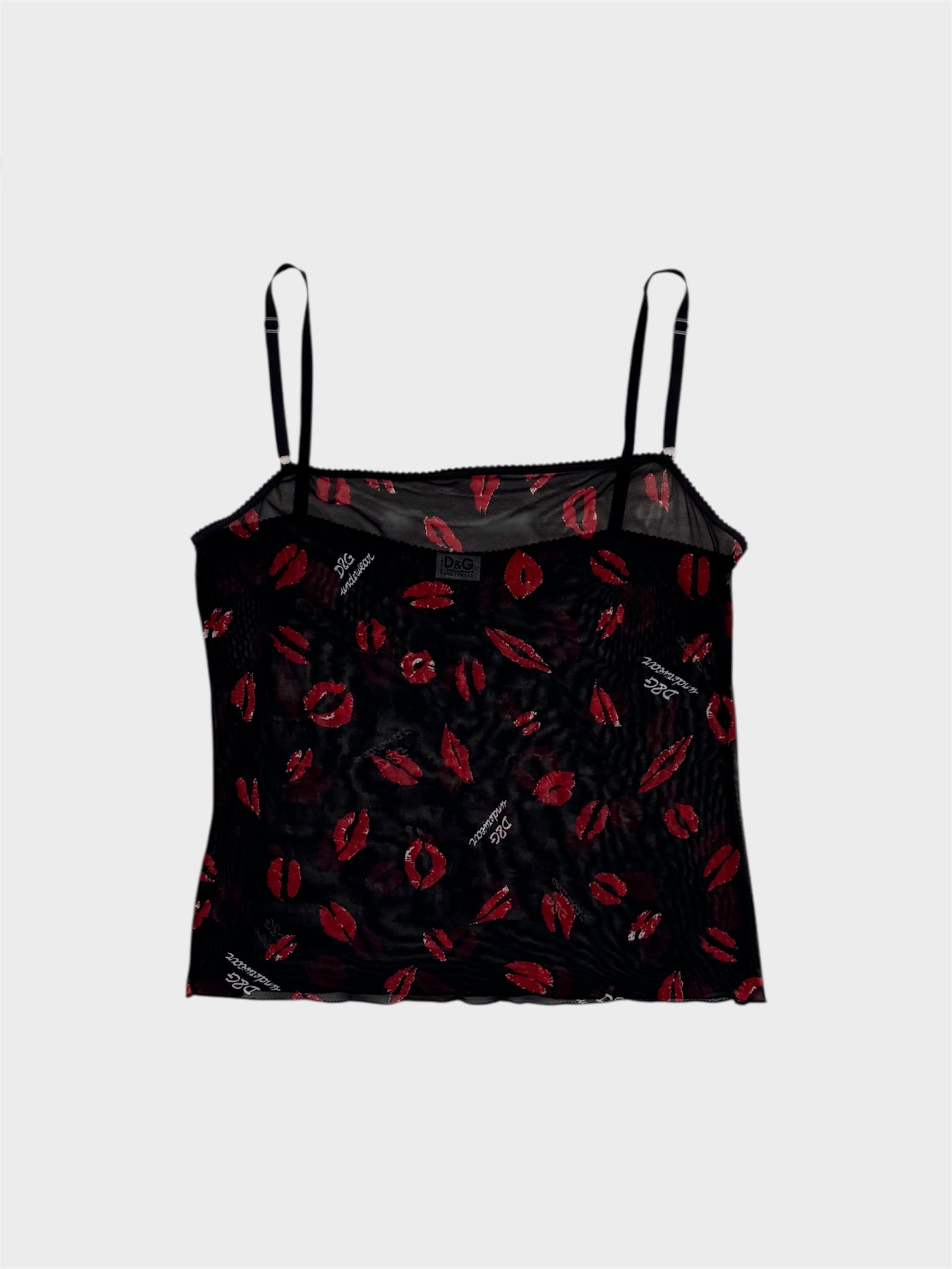 Dolce and Gabbana Monogram Printed Mesh Vest Top