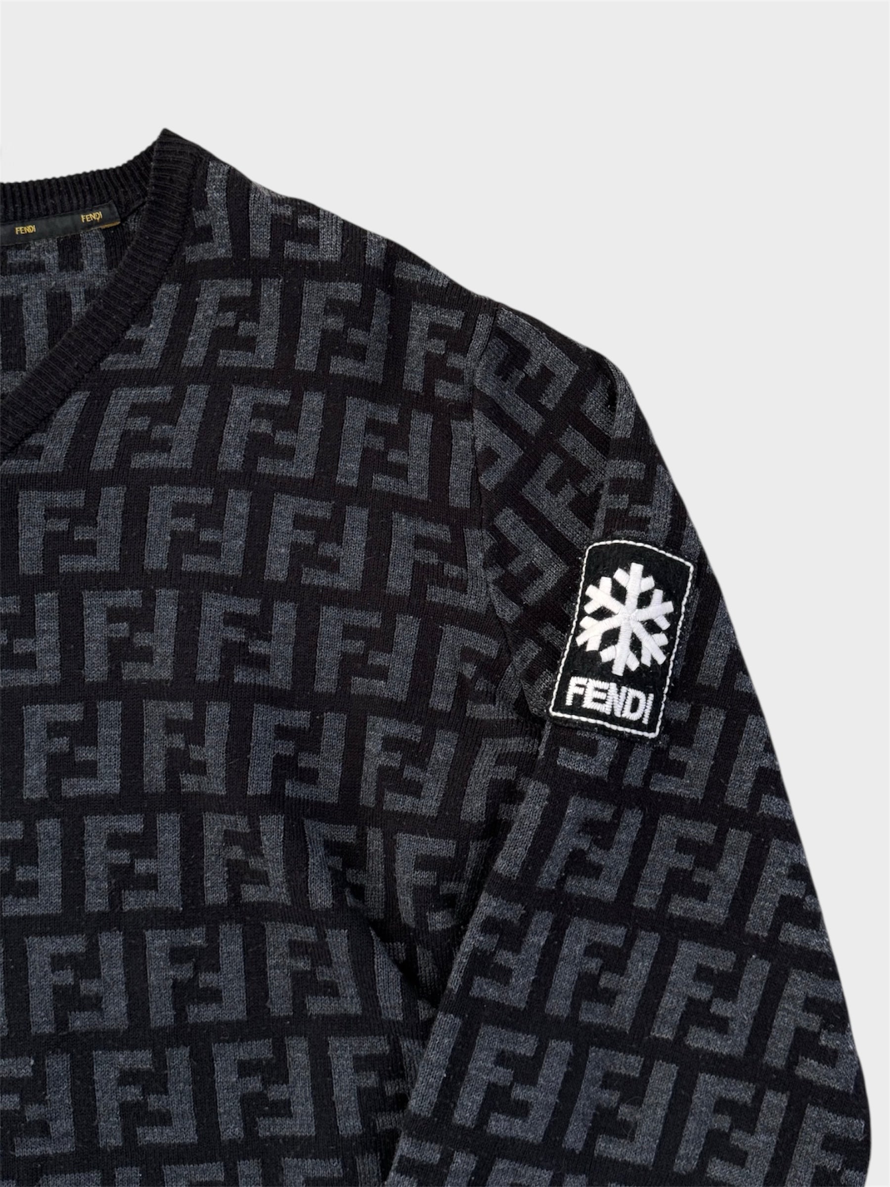 Fendi Monogram Zucca Print V-Neck Jumper