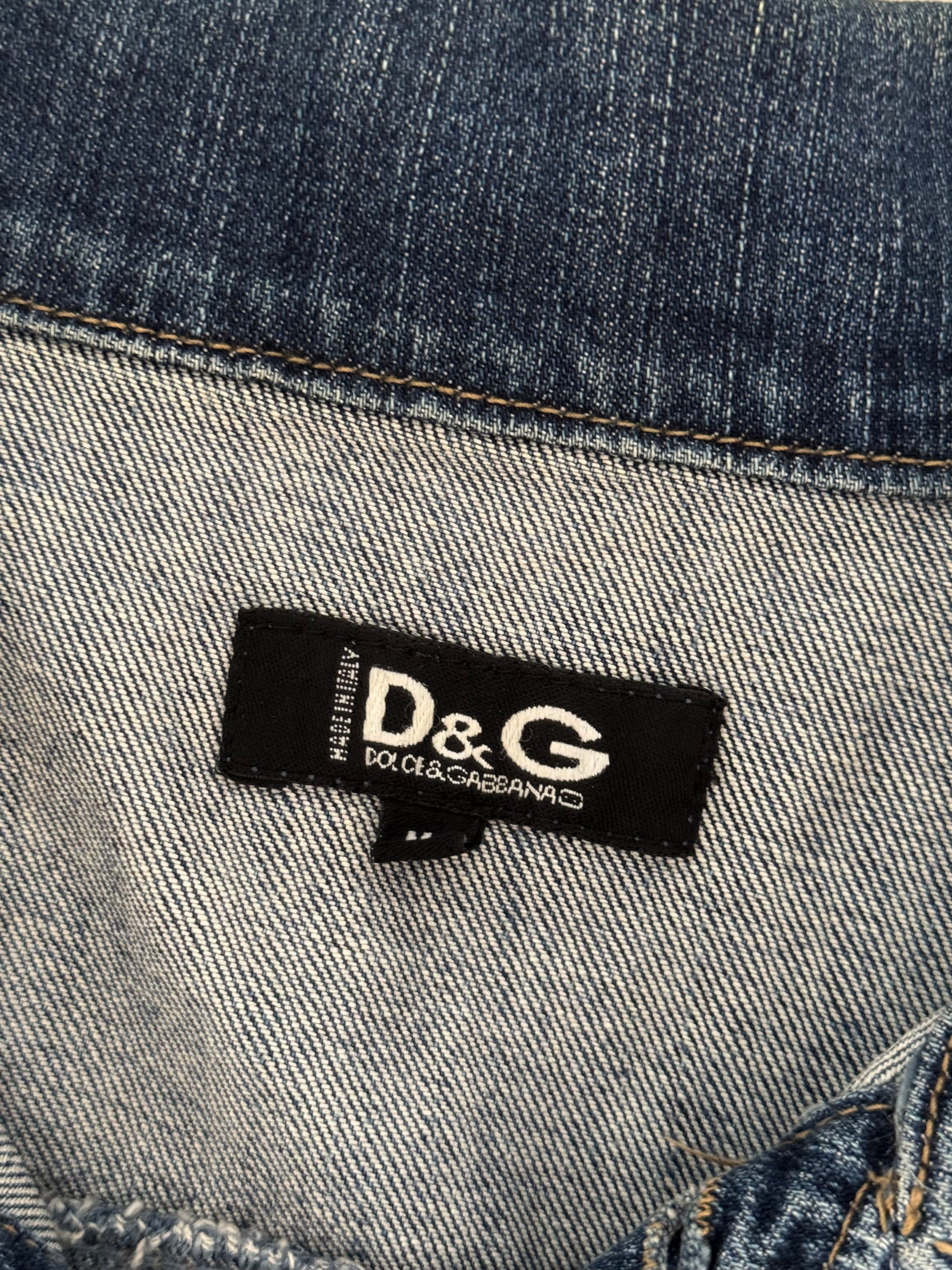 Dolce and Gabbana Diamanté Embossed Denim Jacket