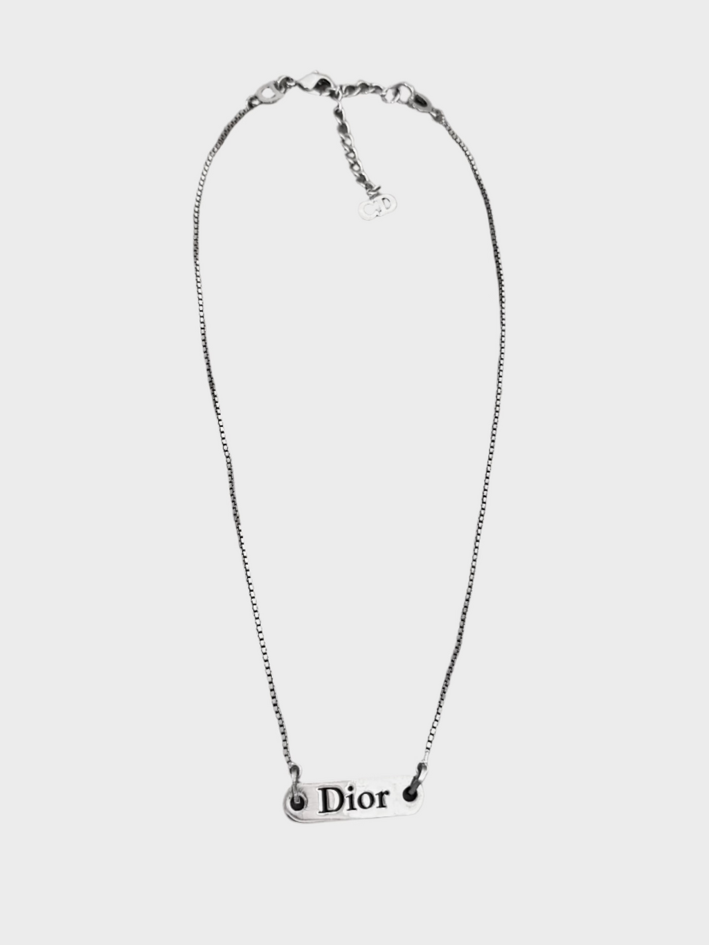 Christian Dior Spell Out Name Plate Necklace