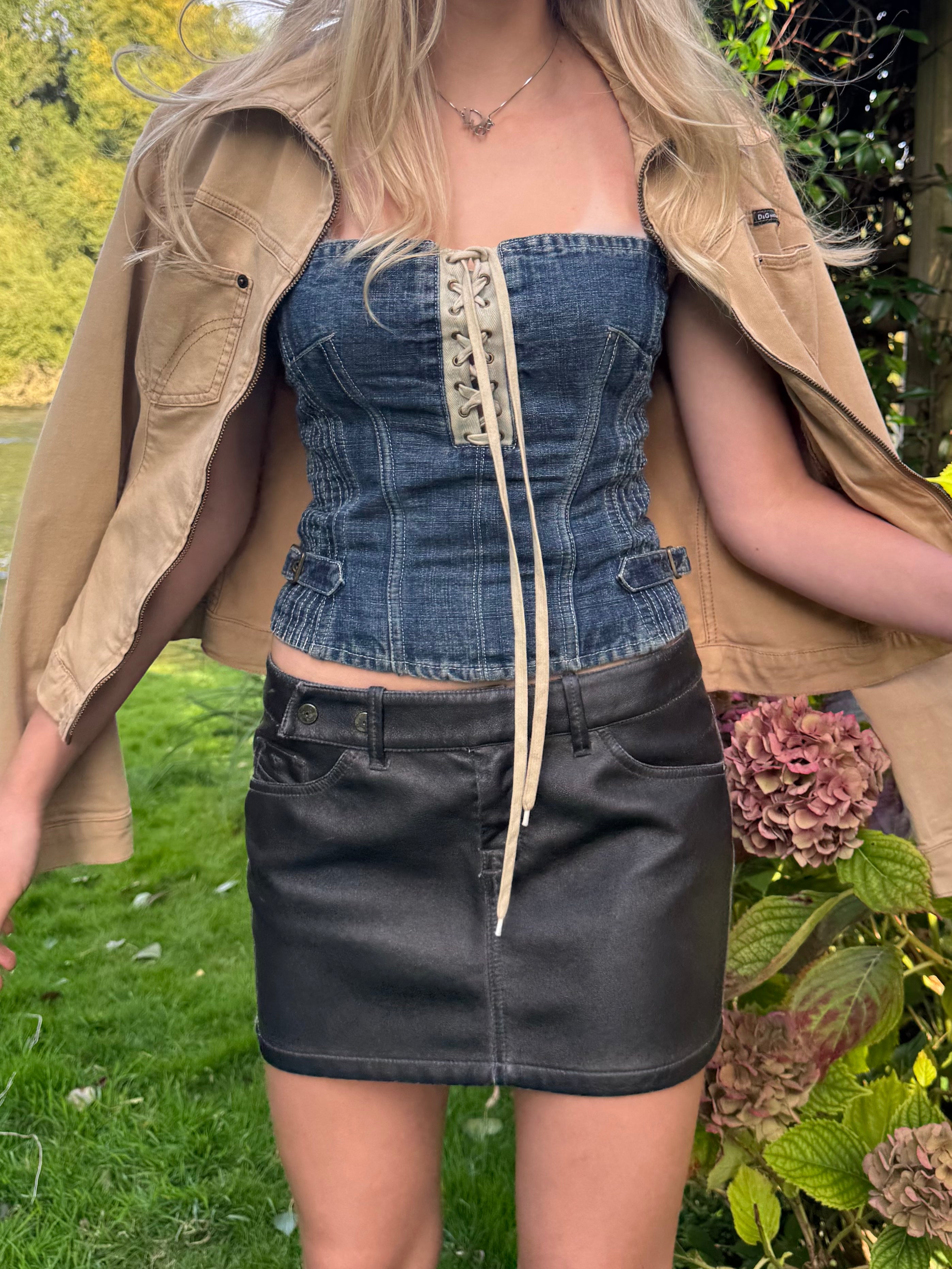 Diesel Leather Effect Mini Skirt