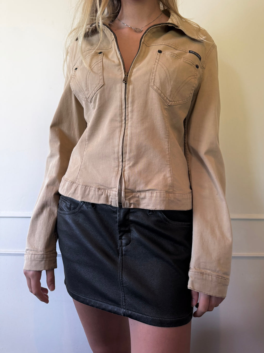 Dolce and Gabbana Beige Zip-Up Jacket