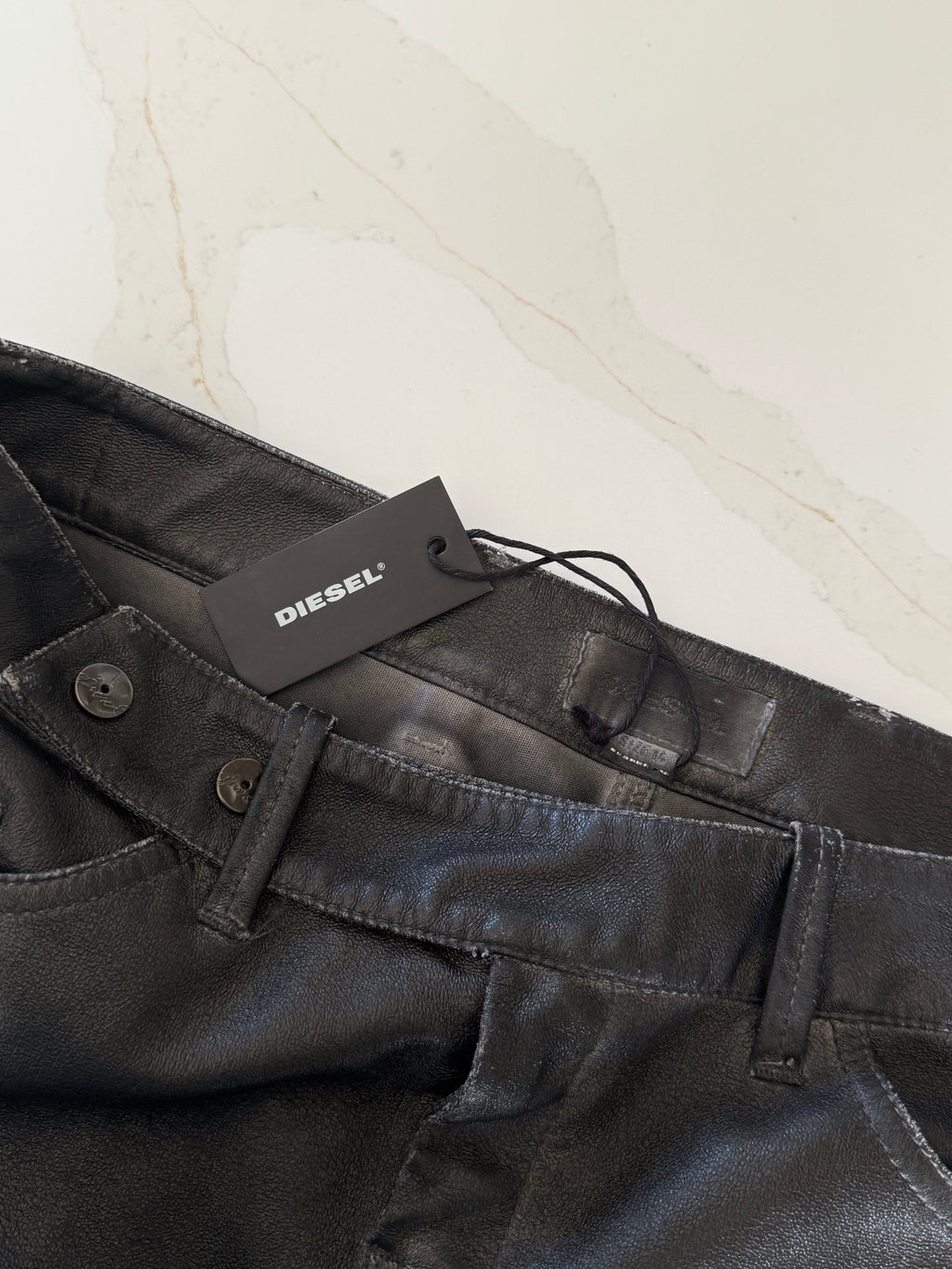 Diesel Leather Effect Mini Skirt