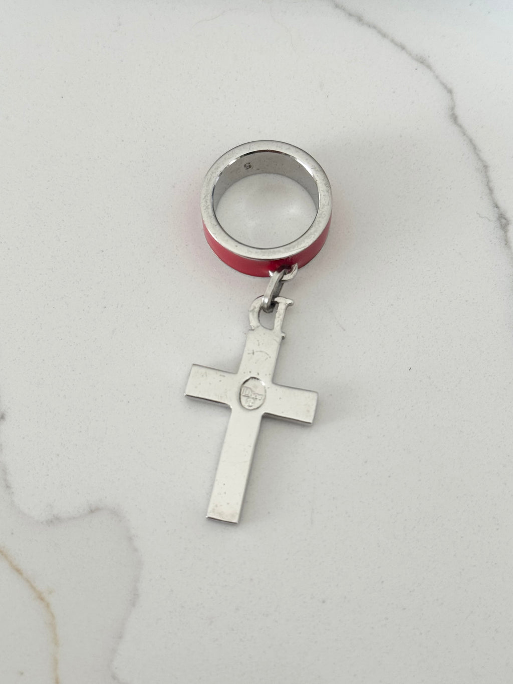 Christian Dior Cross Dangle Pendant Ring