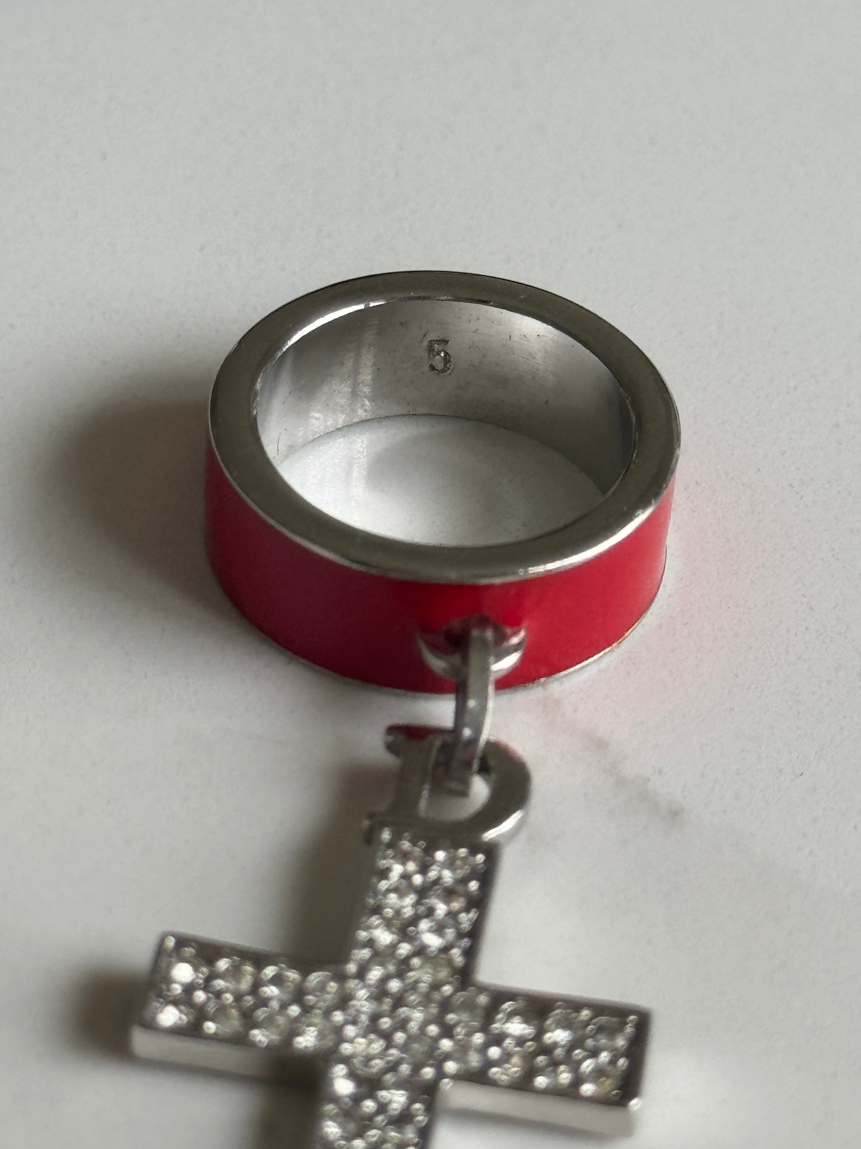 Christian Dior Cross Dangle Pendant Ring