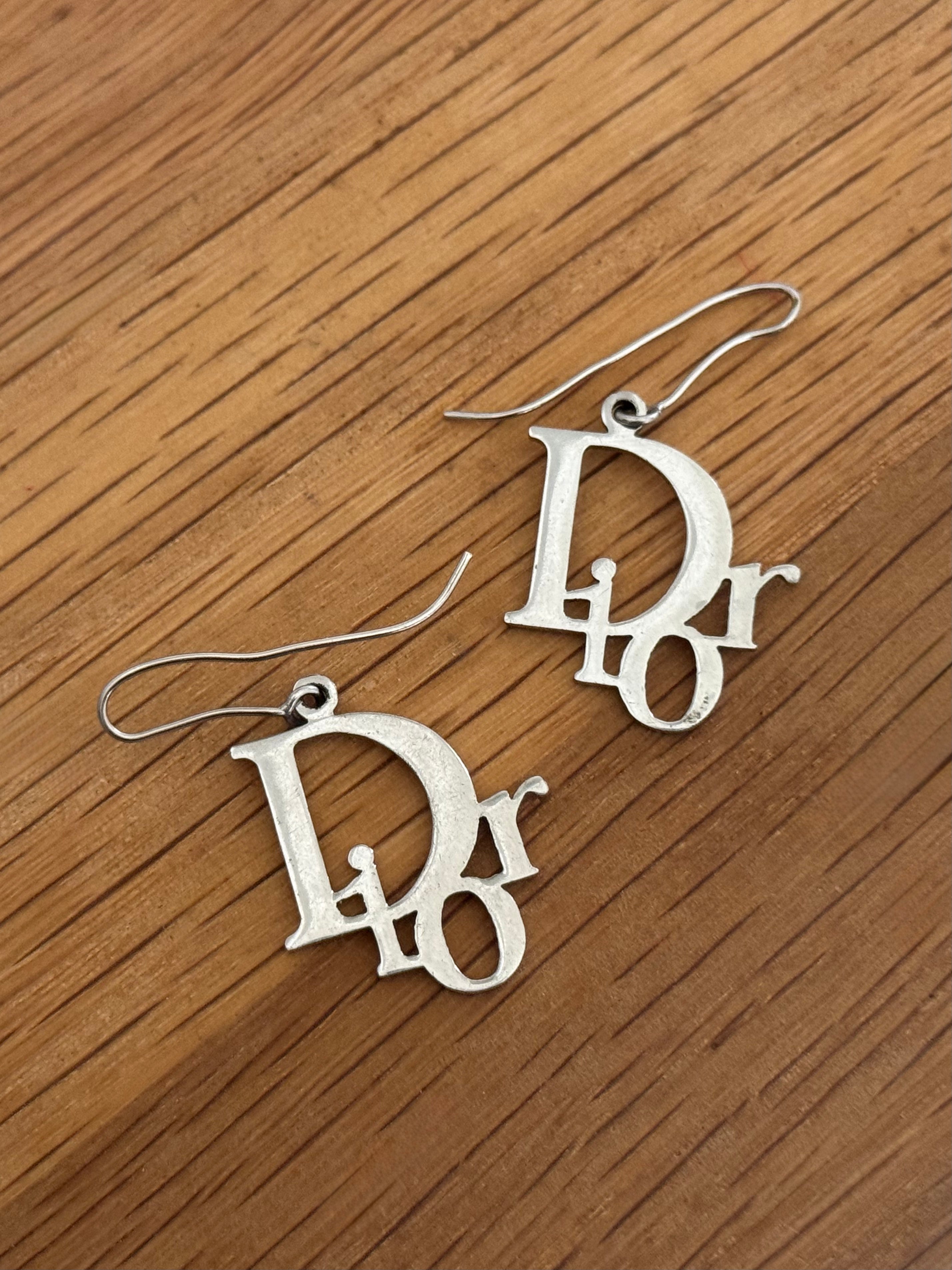 Christian Dior Silver Drop Earrings