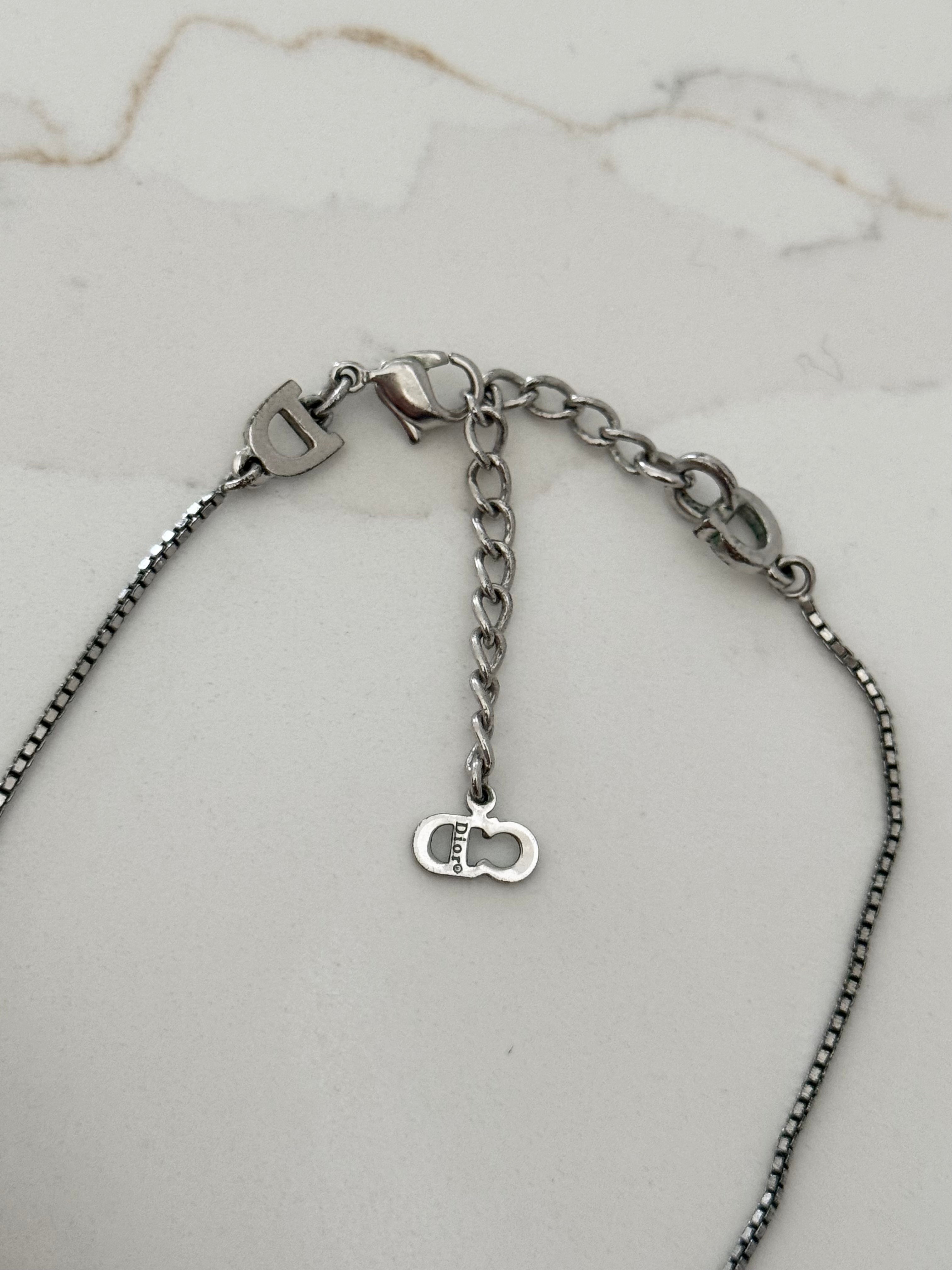 Christian Dior Spell Out Name Plate Necklace