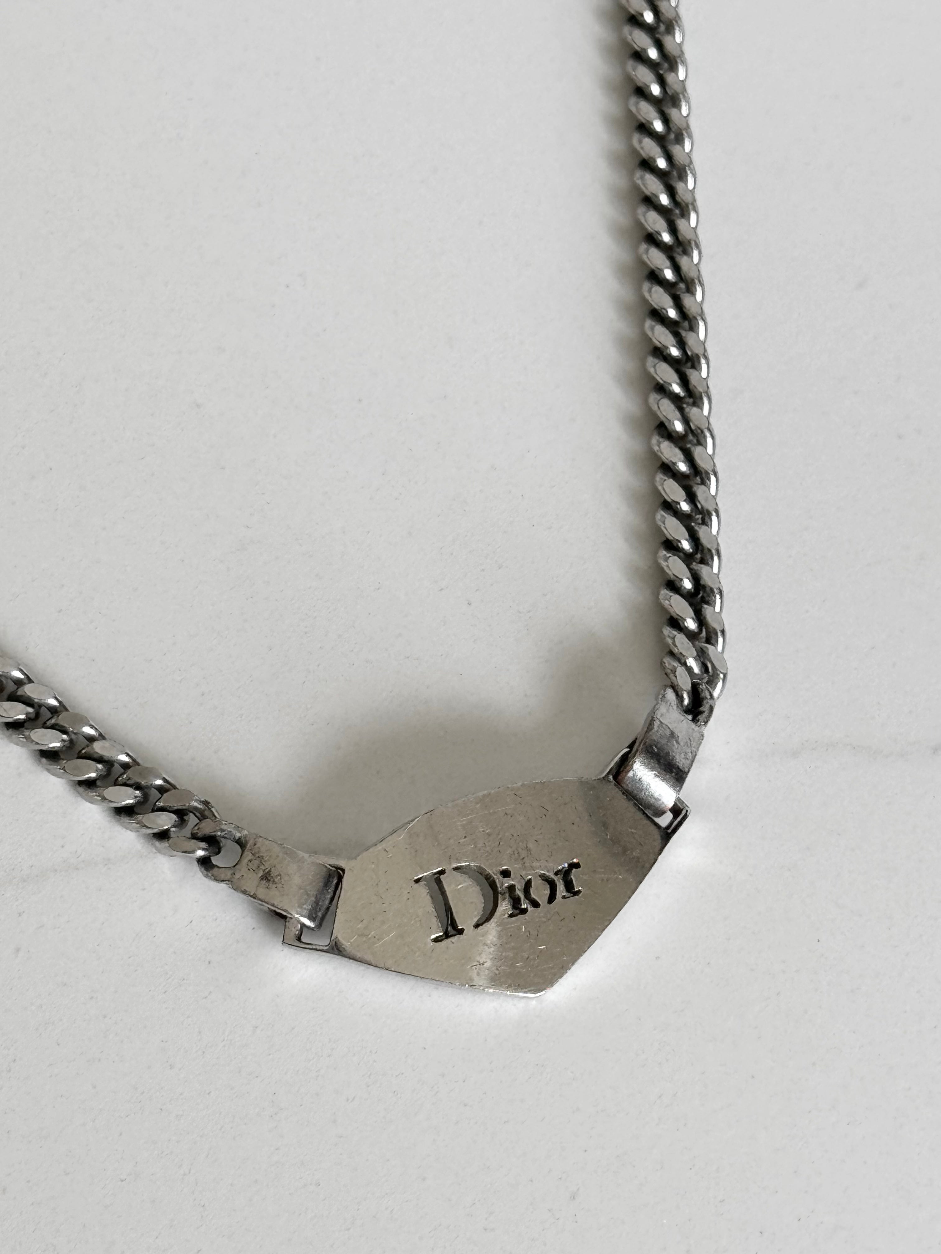 Christian Dior Silver Spell-Out Chain Necklace