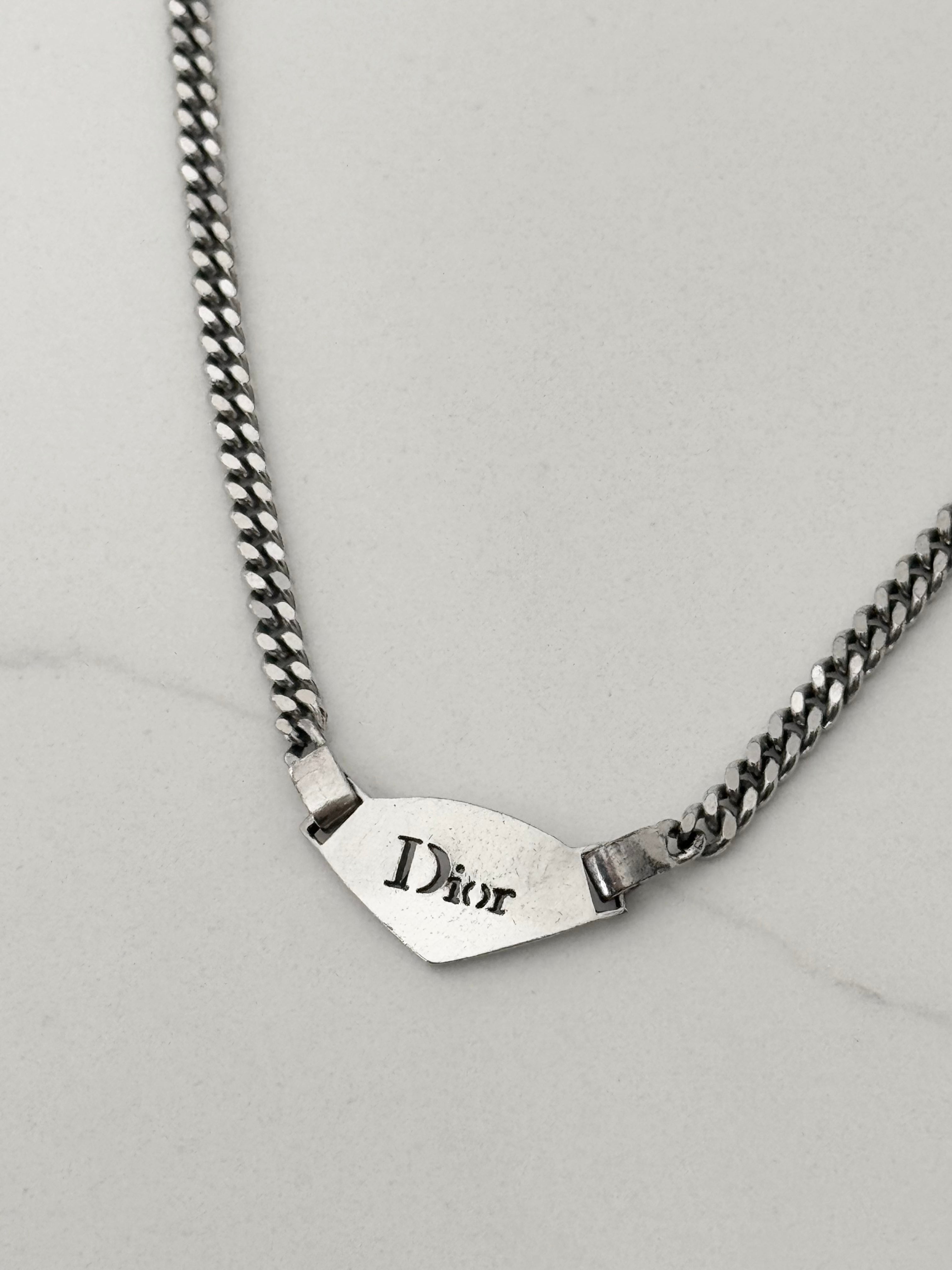 Christian Dior Silver Spell-Out Chain Necklace