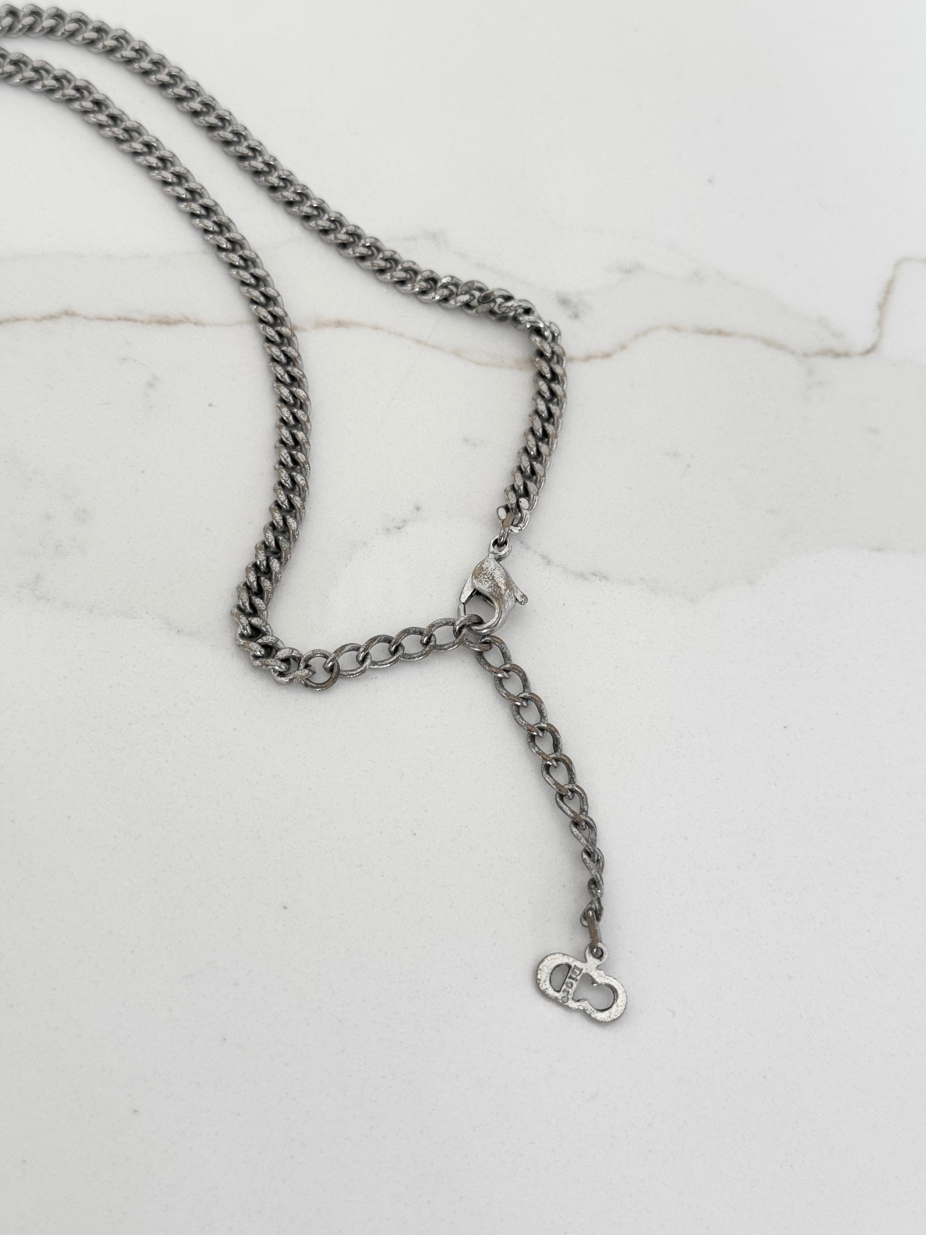 Christian Dior Silver Spell-Out Chain Necklace