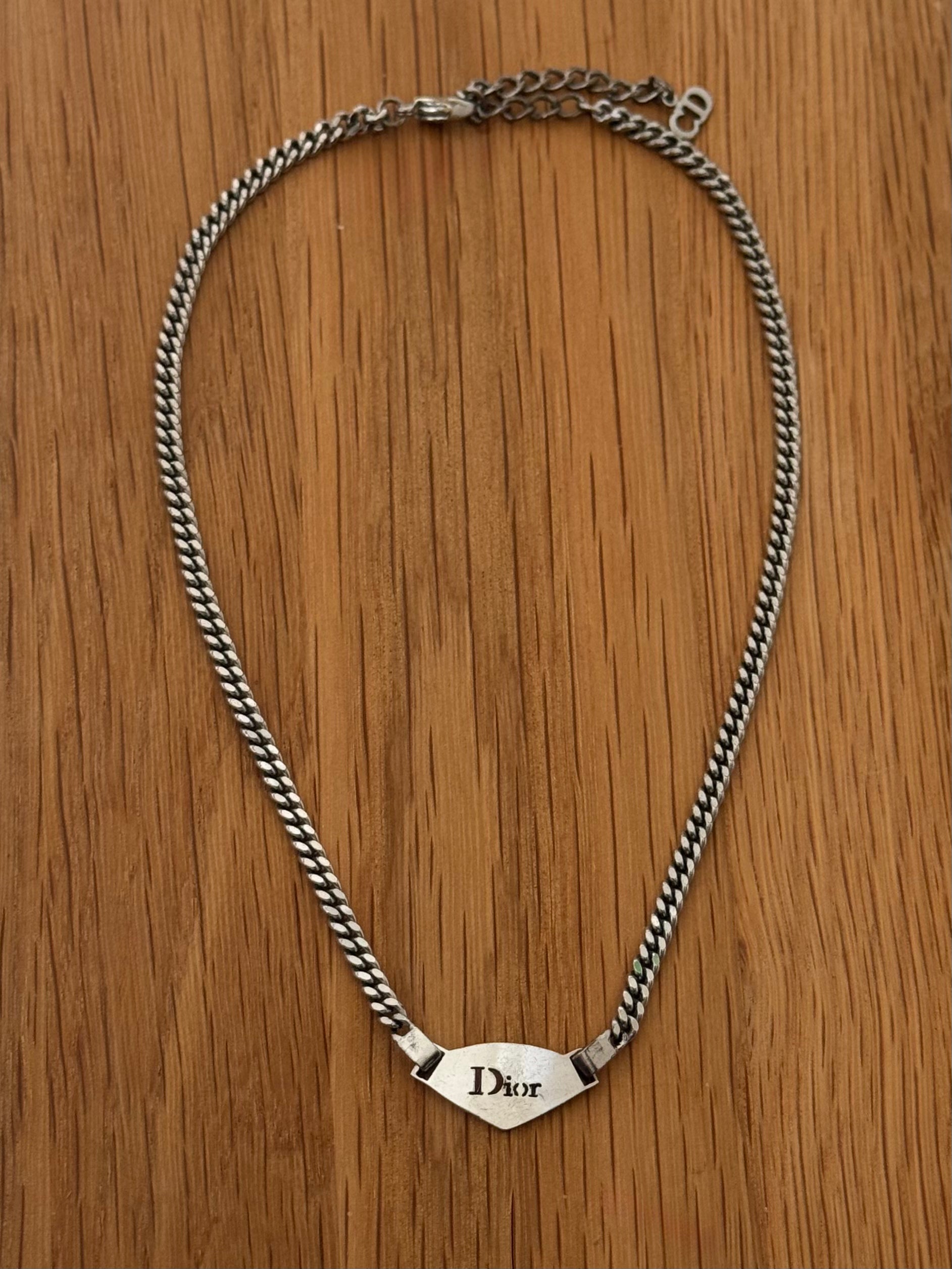 Christian Dior Silver Spell-Out Chain Necklace