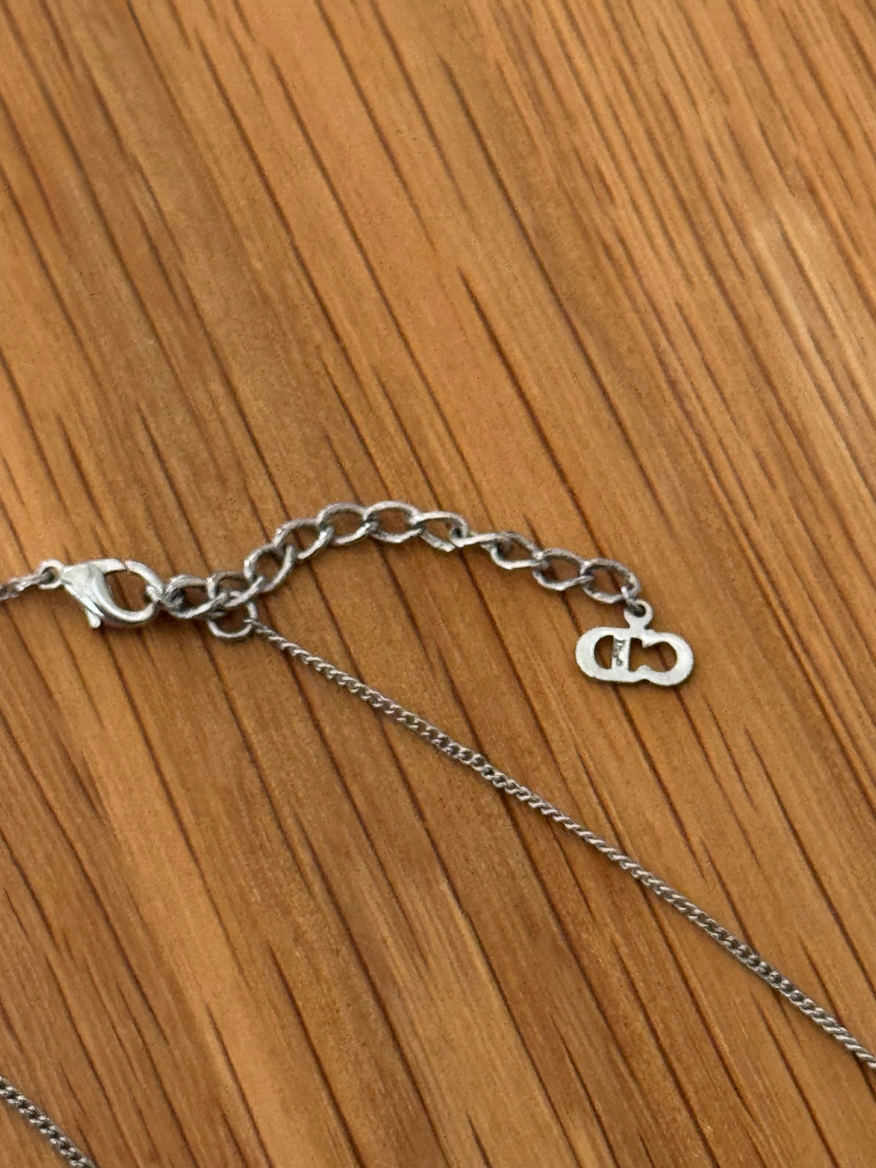 Christian Dior Silver Padlock Pendant Necklace