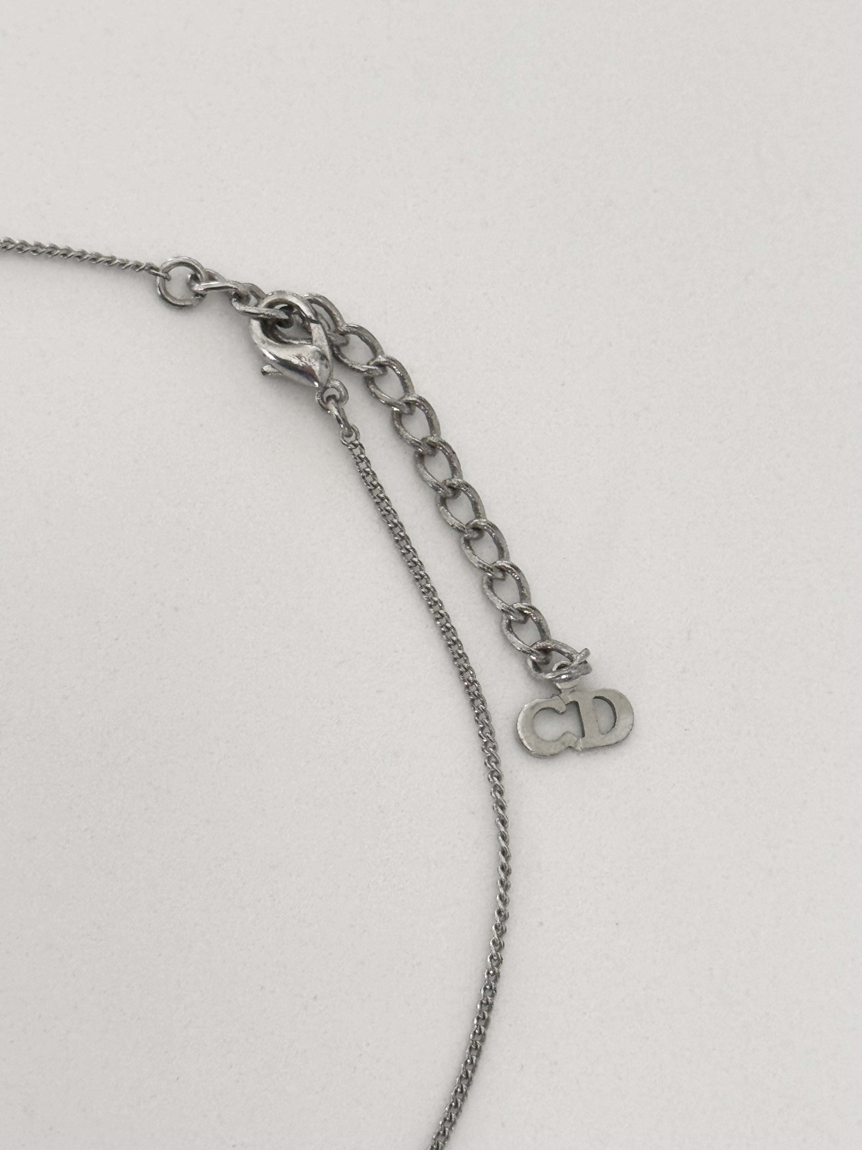 Christian Dior Silver Padlock Pendant Necklace