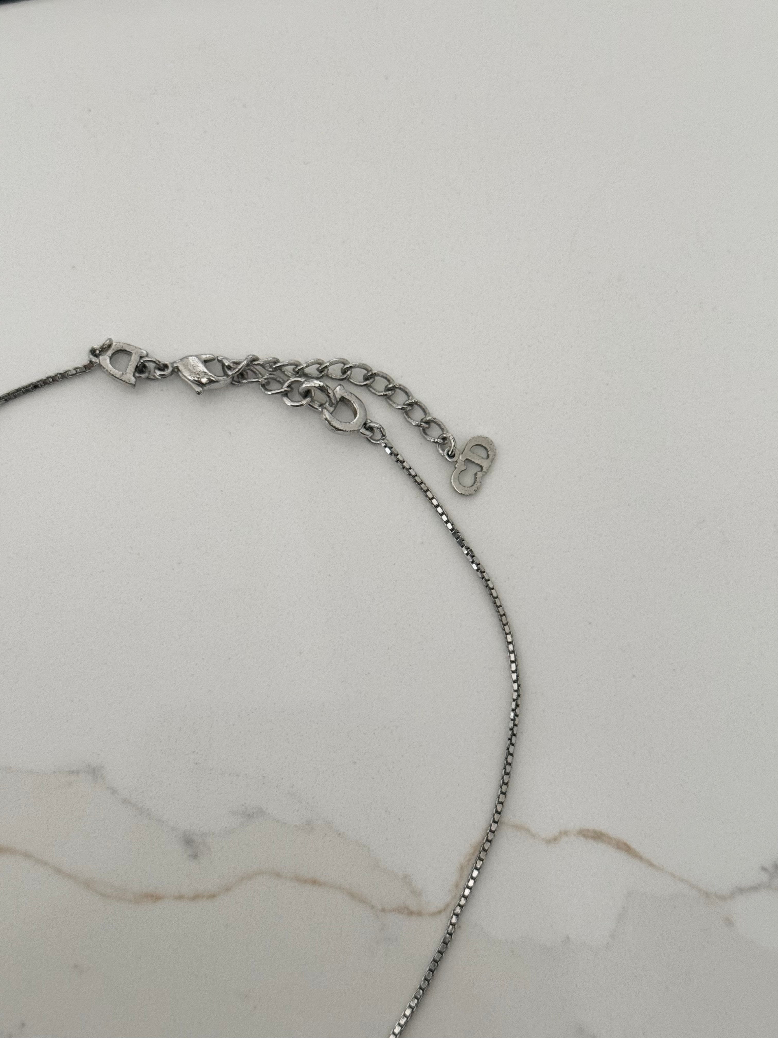 Christian Dior Silver Heart Padlock Necklace