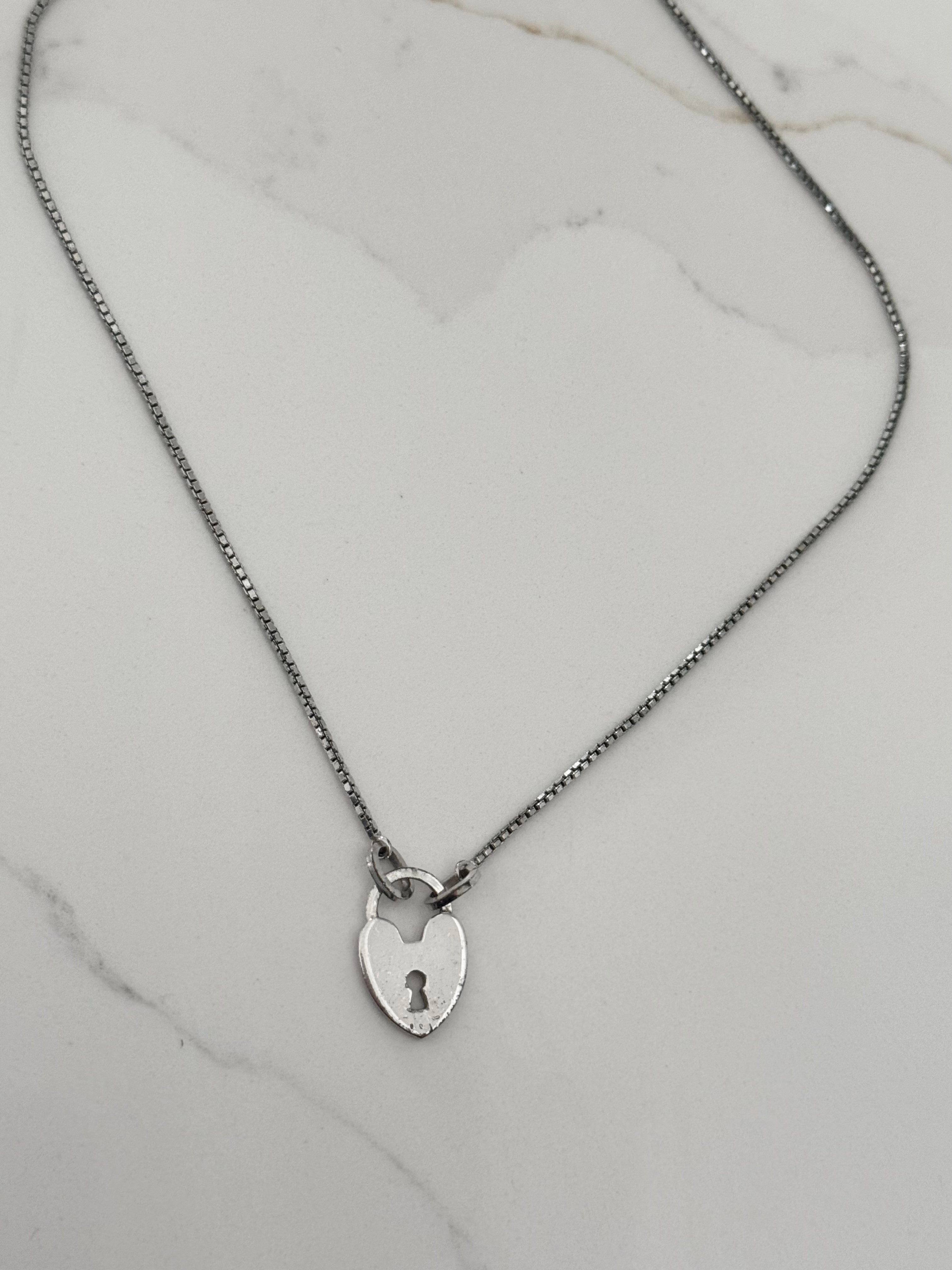 Christian Dior Silver Heart Padlock Necklace