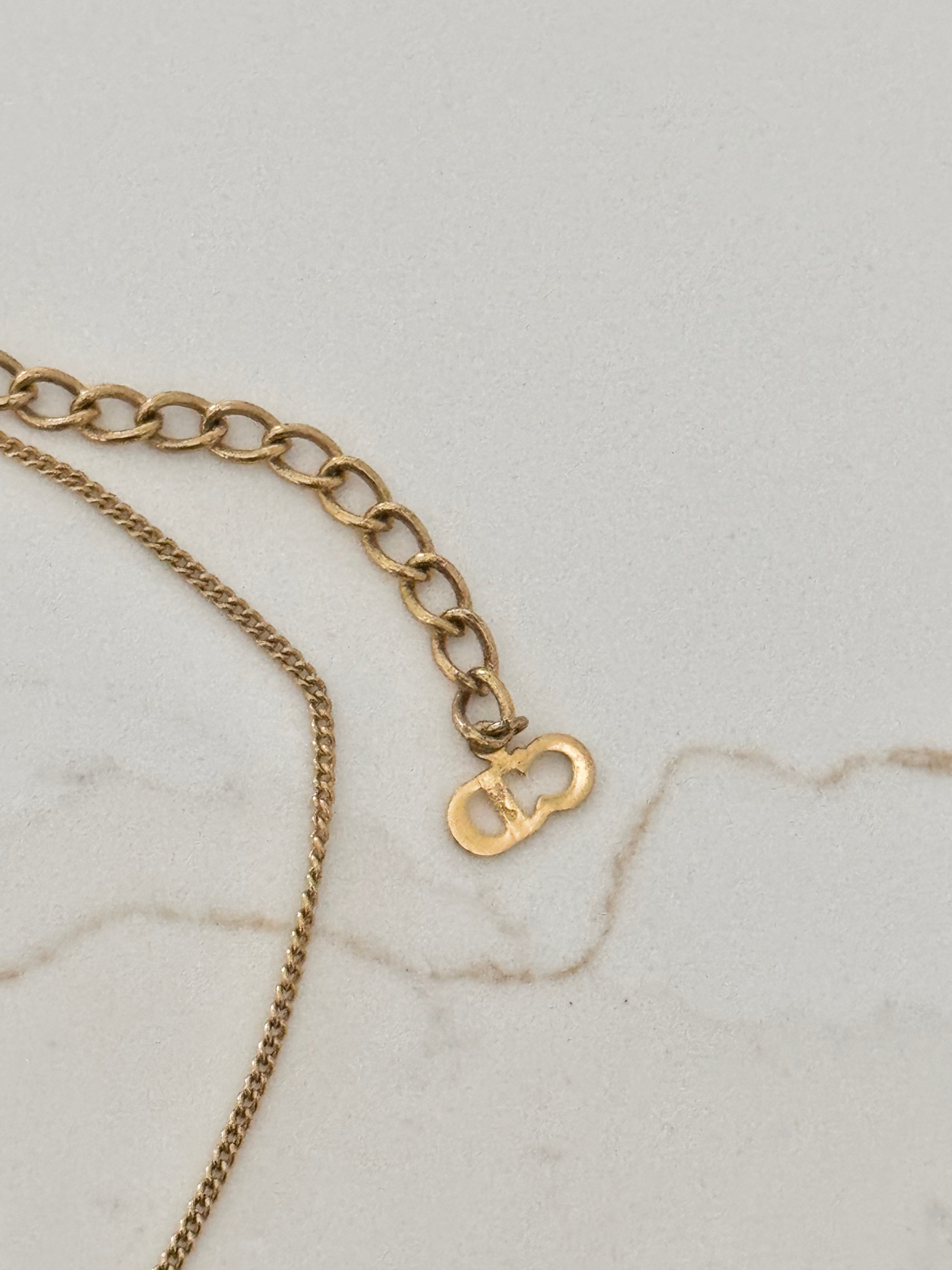Christian Dior Gold Padlock Pendant Necklace