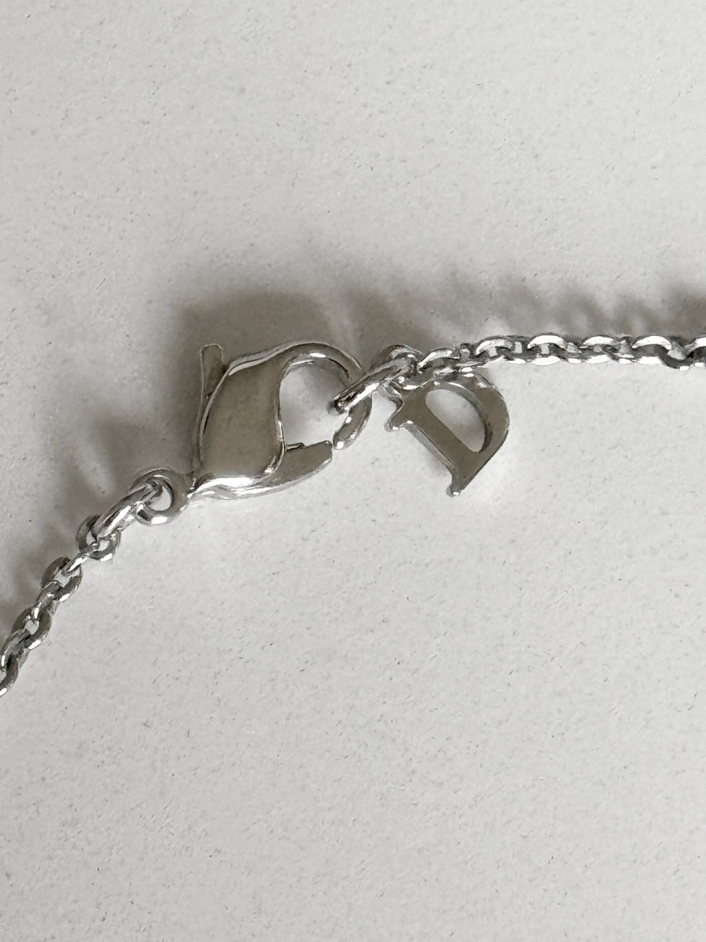 Christian Dior Spell Out Swarovski Crystal Charm Repeat Necklace