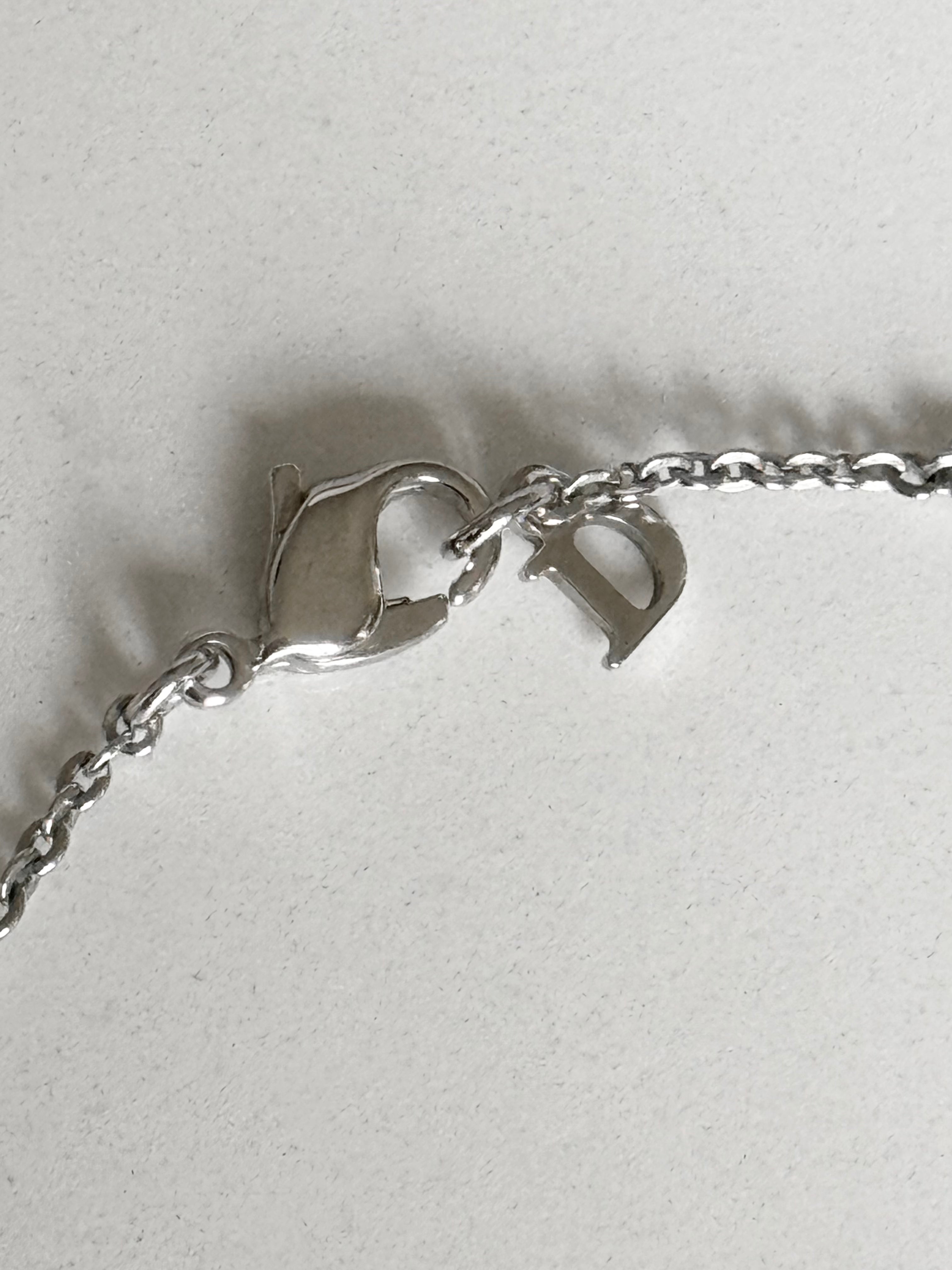 Christian Dior Spell Out Swarovski Crystal Charm Repeat Necklace