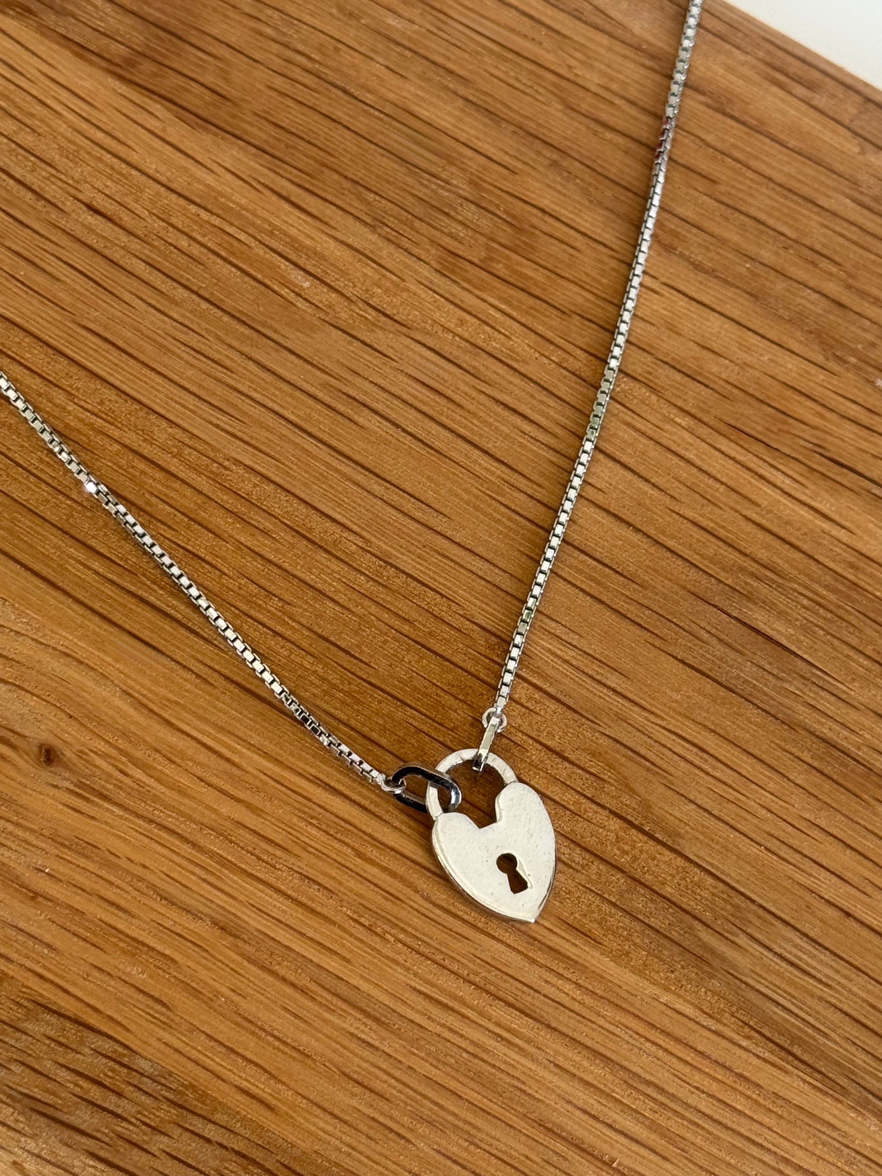 Christian Dior Silver Heart Padlock Necklace