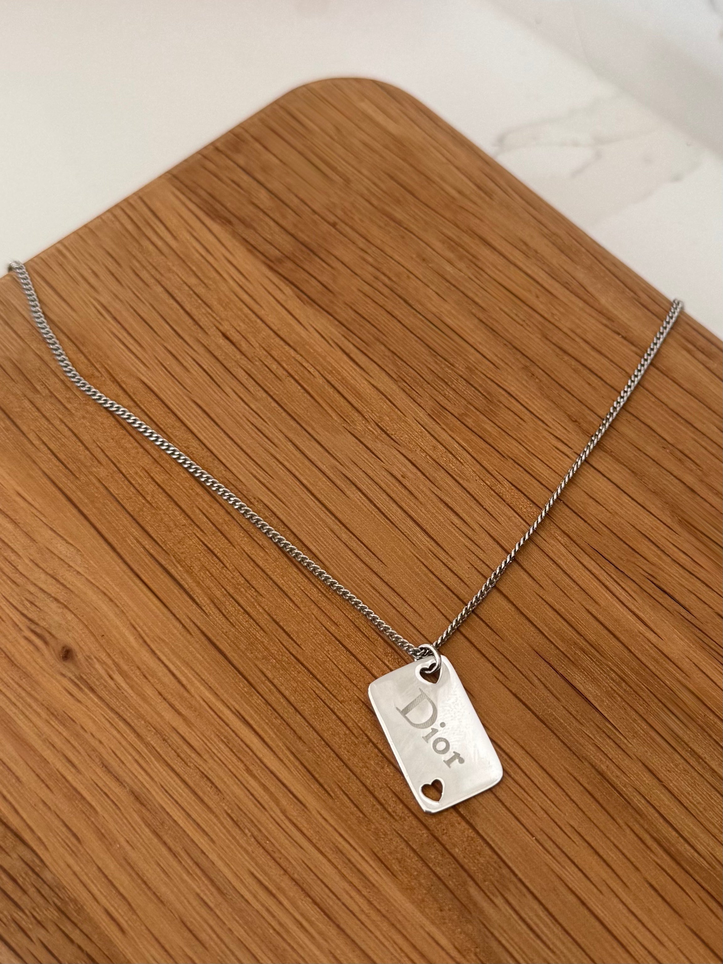 Christian Dior Silver Ace of Hearts Charm Necklace