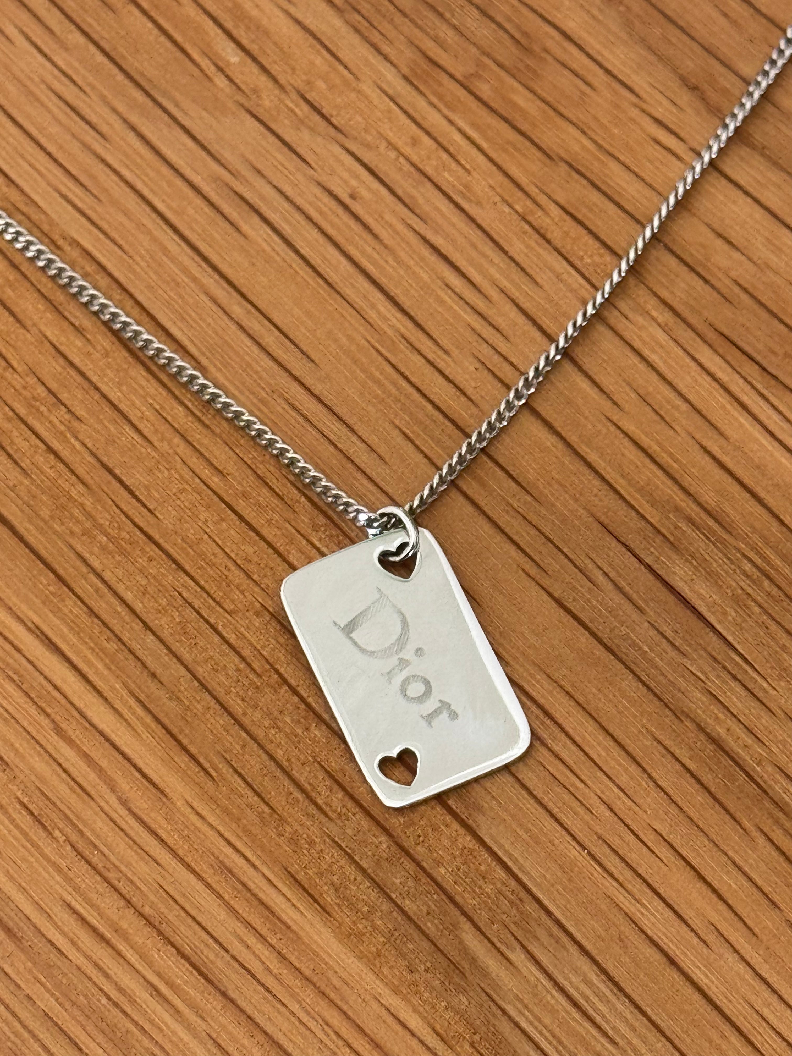 Christian Dior Silver Ace of Hearts Charm Necklace