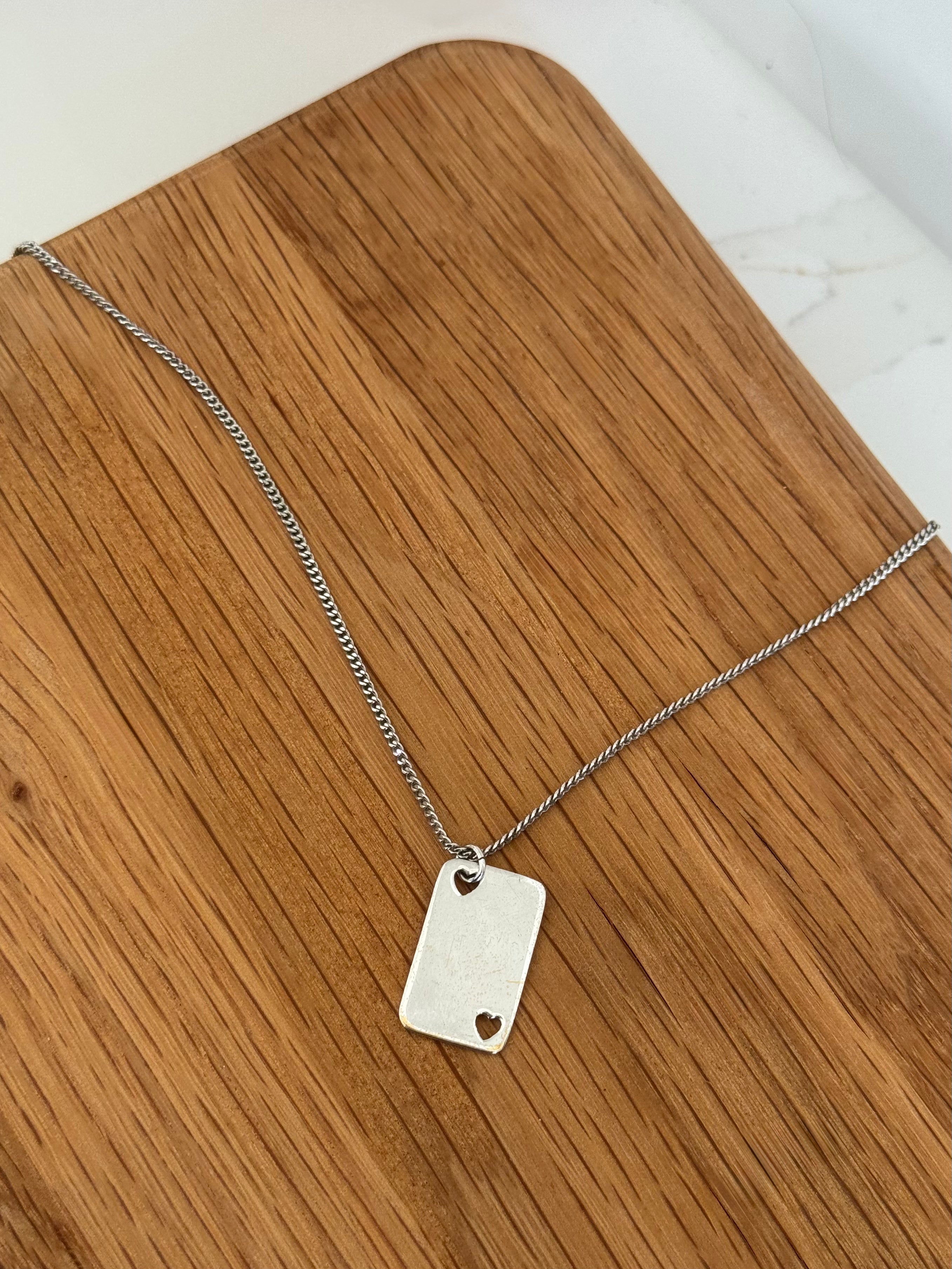 Christian Dior Silver Ace of Hearts Charm Necklace