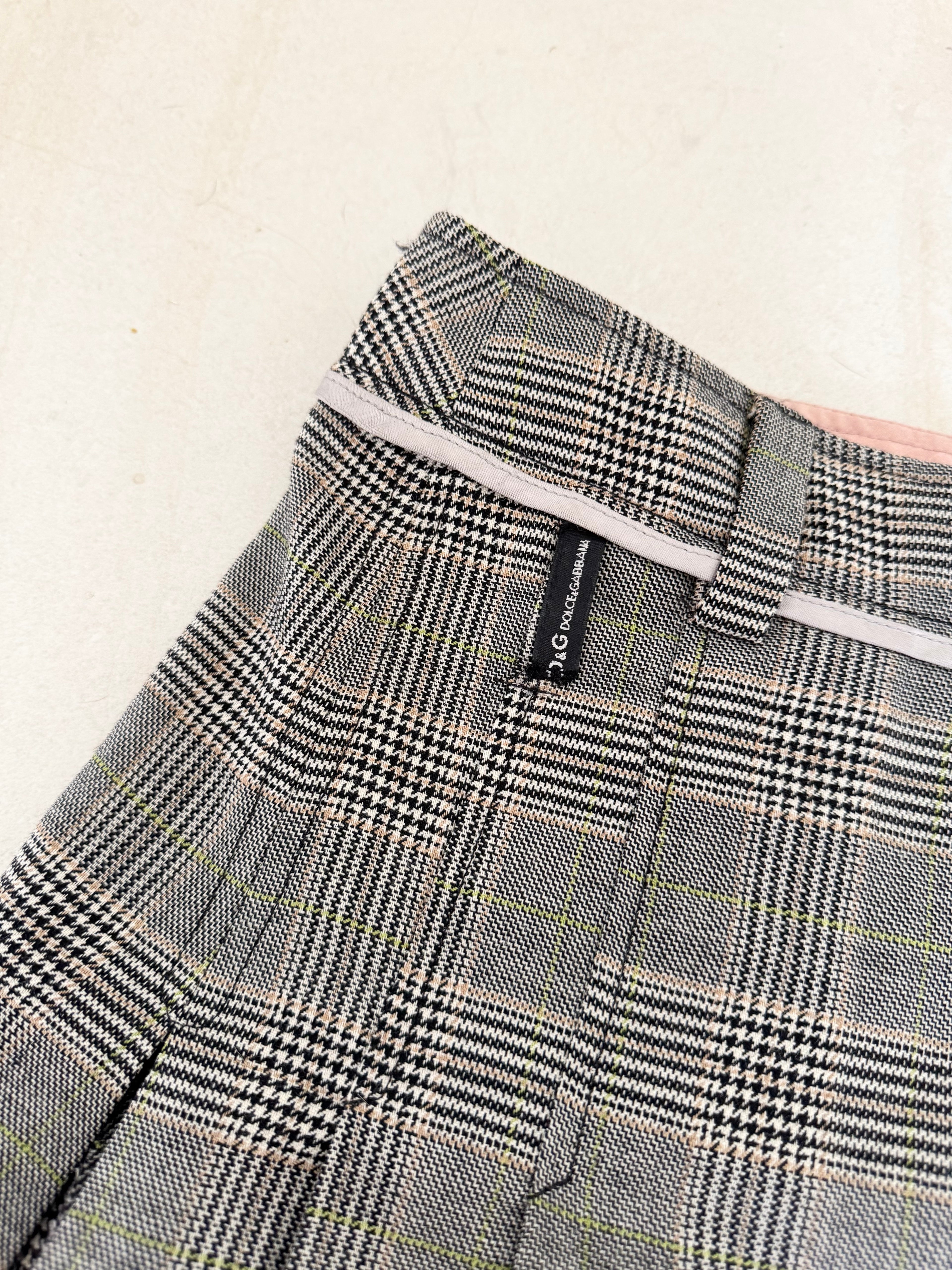 Dolce and Gabbana Plaid Pleated Mini Skirt