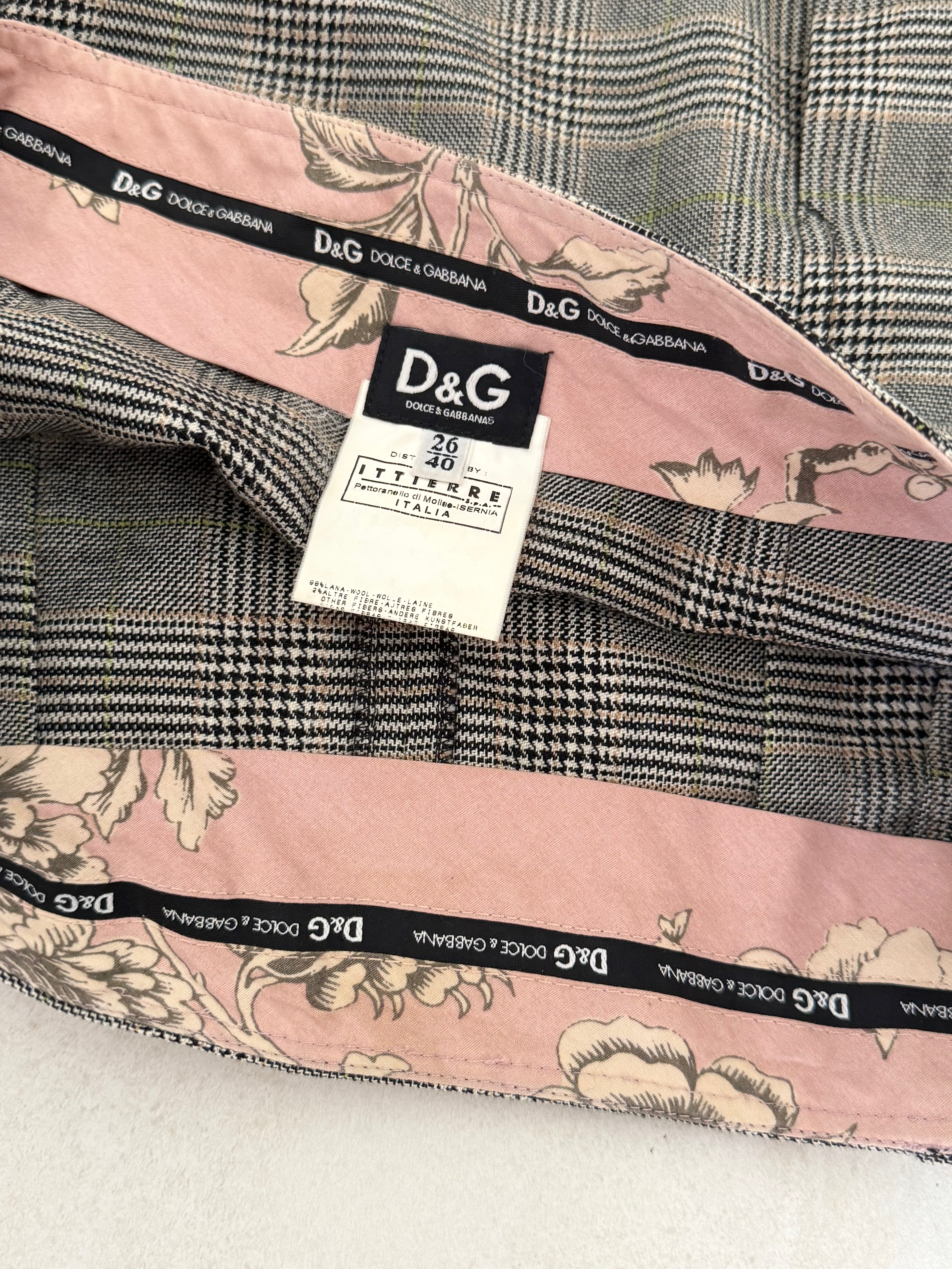 Dolce and Gabbana Plaid Pleated Mini Skirt