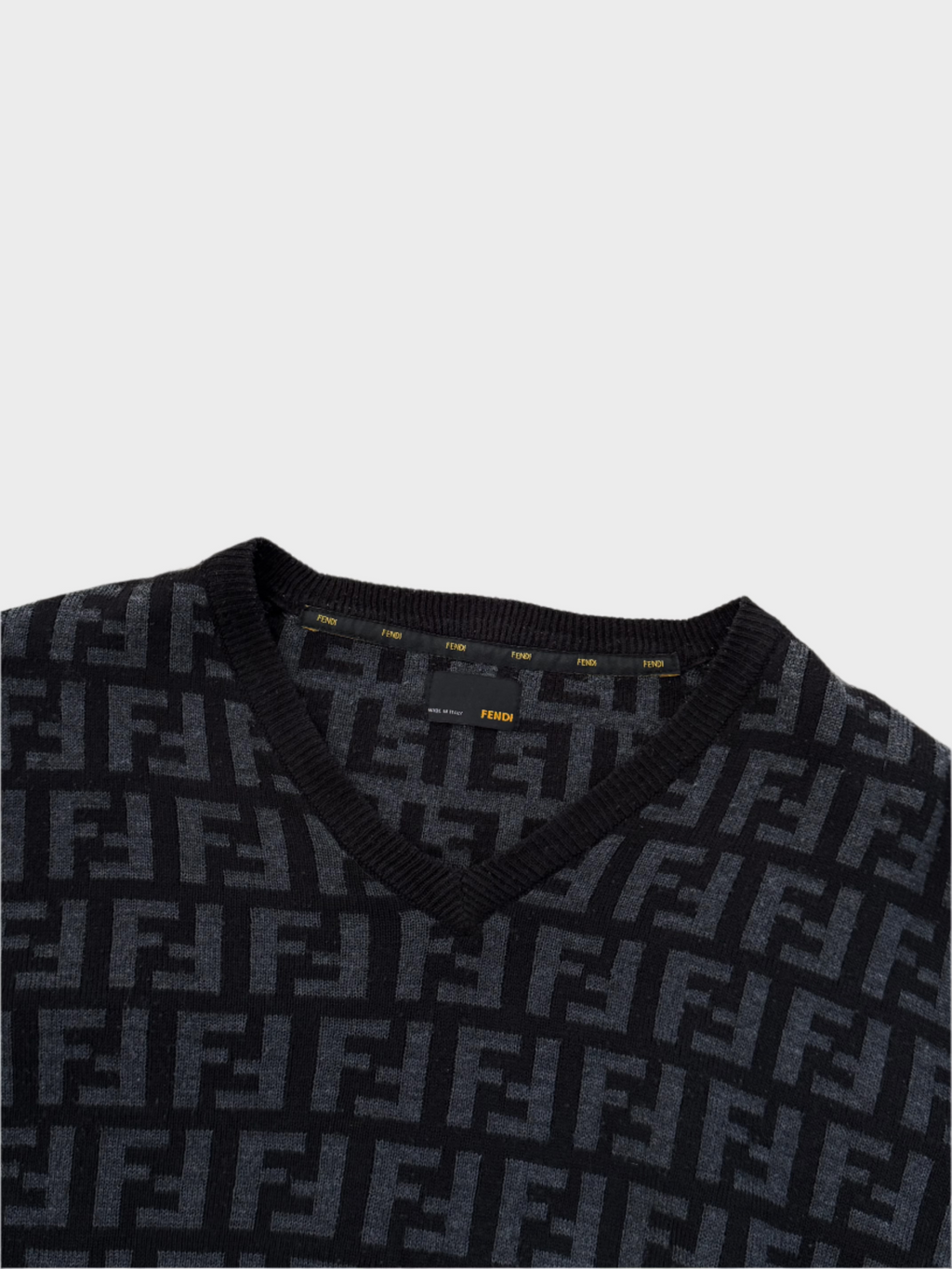 Fendi Monogram Zucca Print V-Neck Jumper