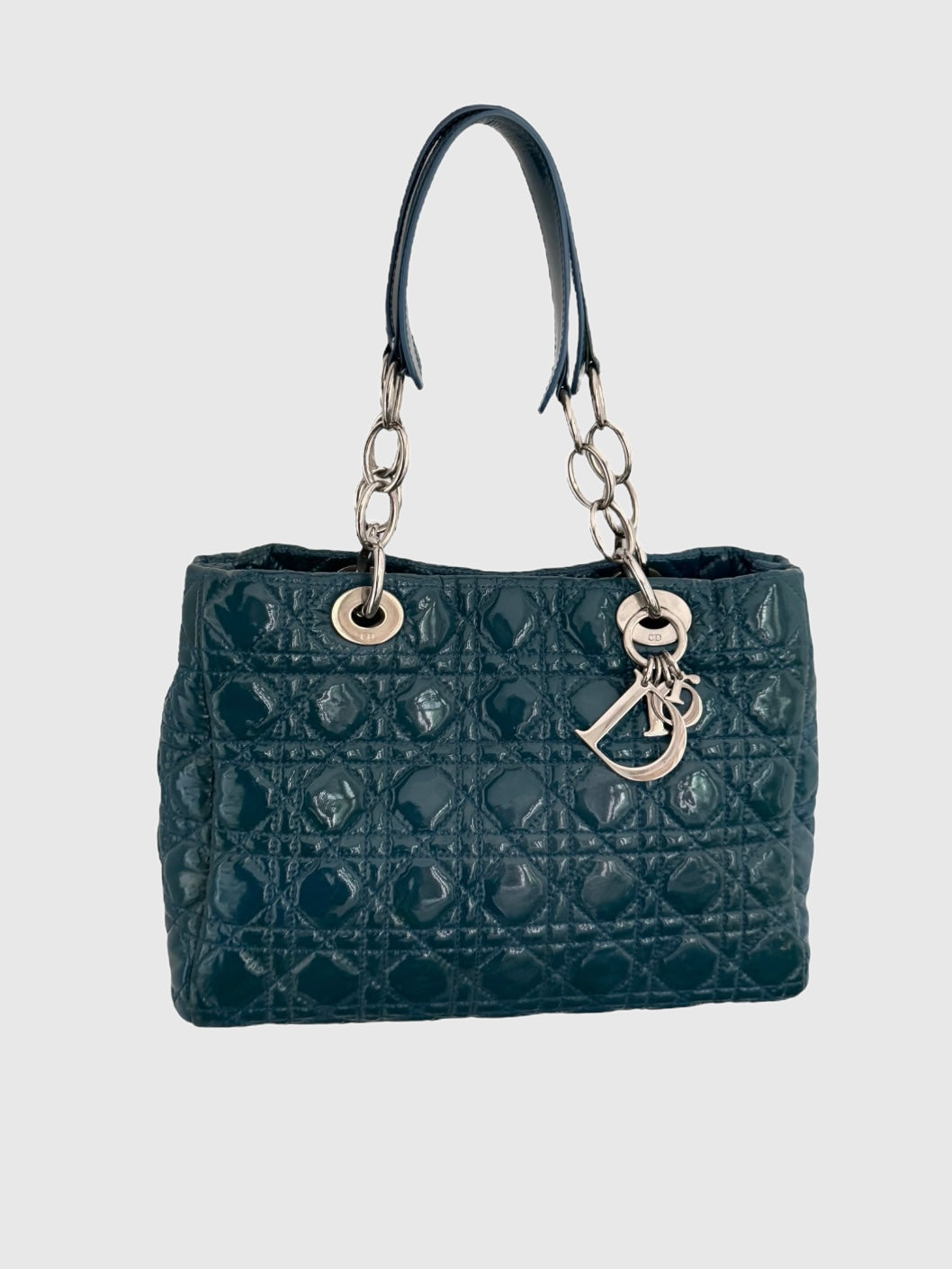 Dior Patent Leather Cannage Shopper Tote Handbag