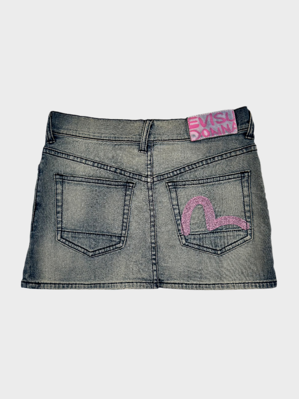 Evisu Embroidered Mini Denim Skirt