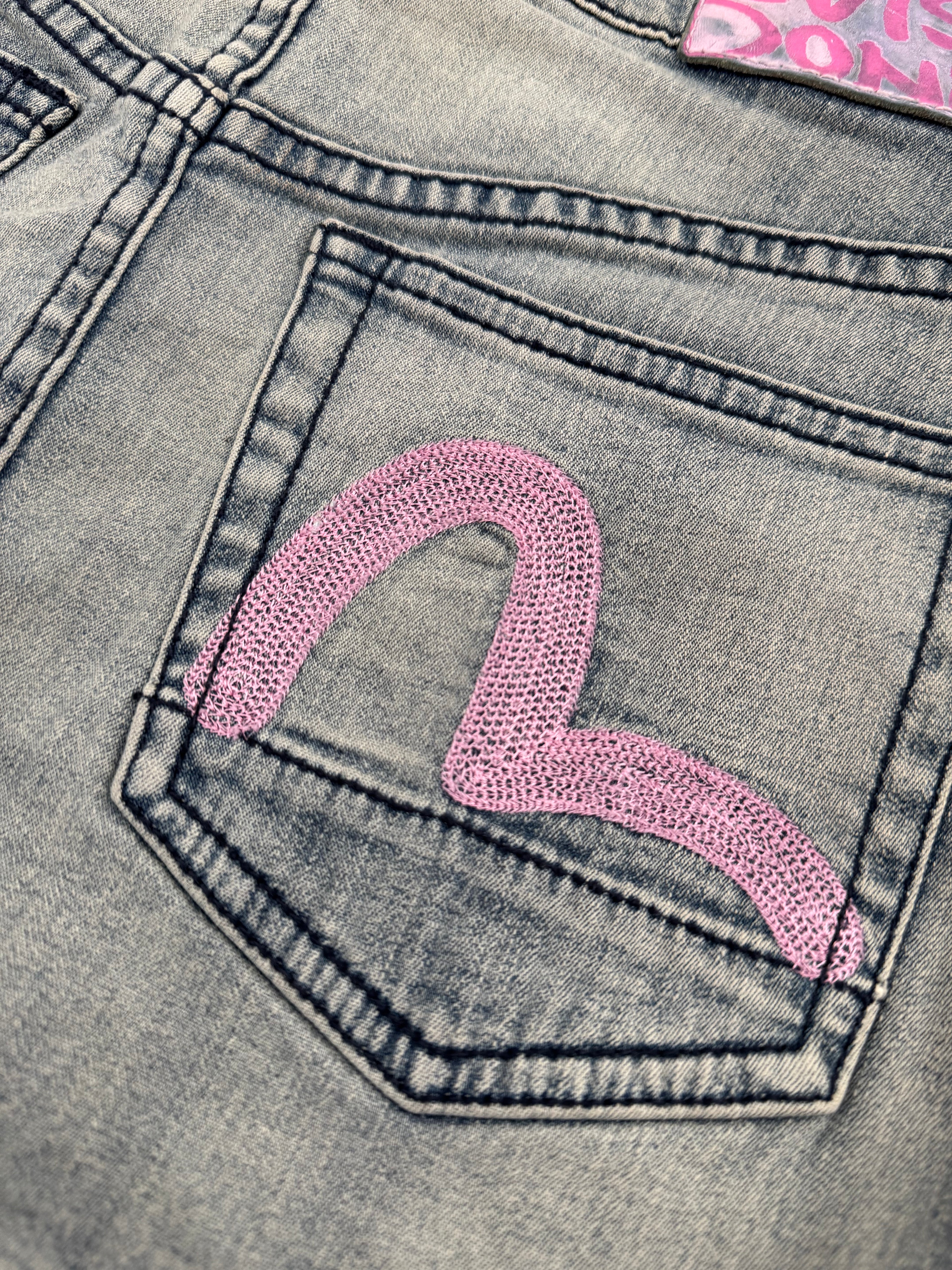 Evisu Embroidered Mini Denim Skirt