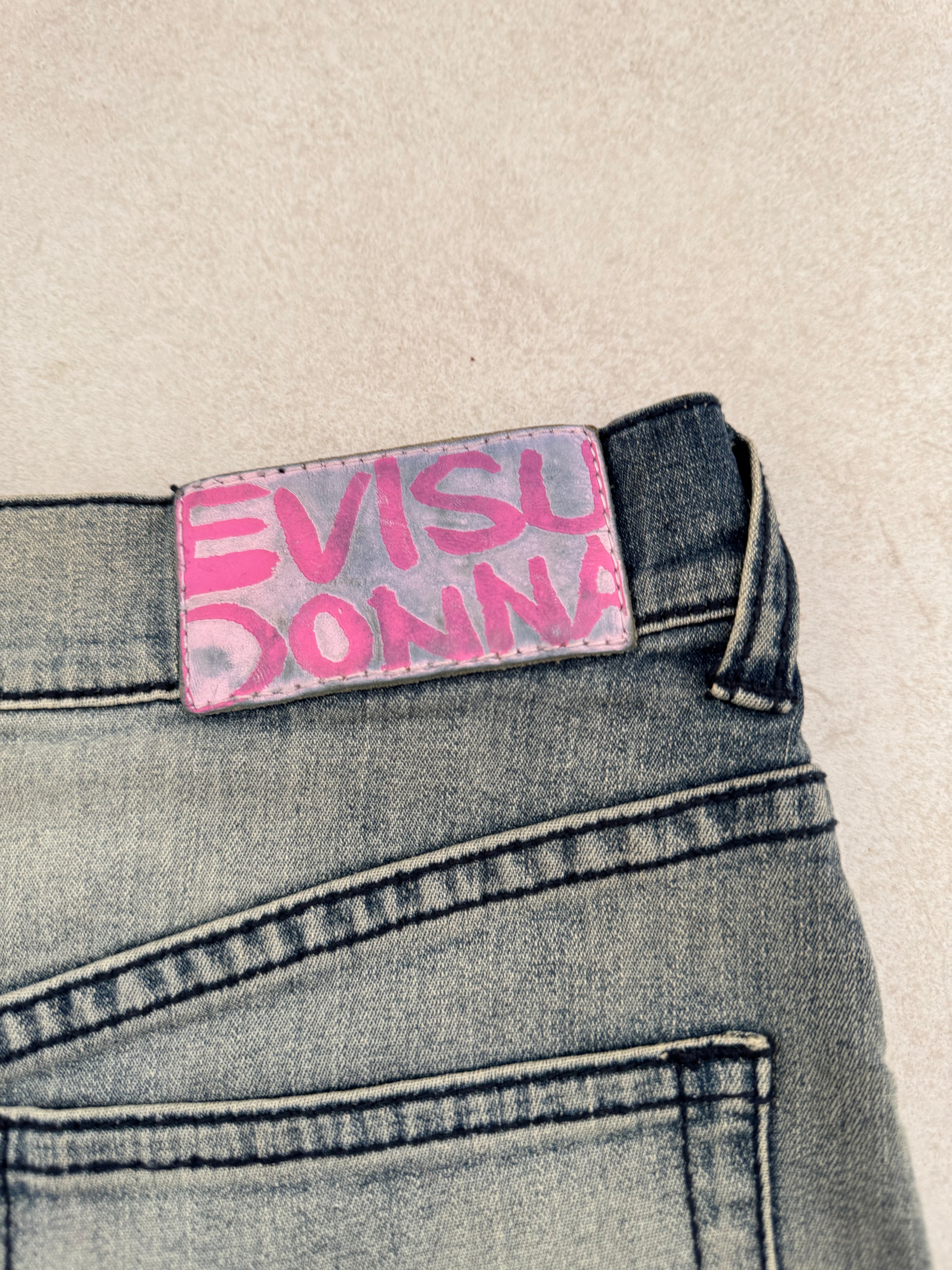 Evisu Embroidered Mini Denim Skirt
