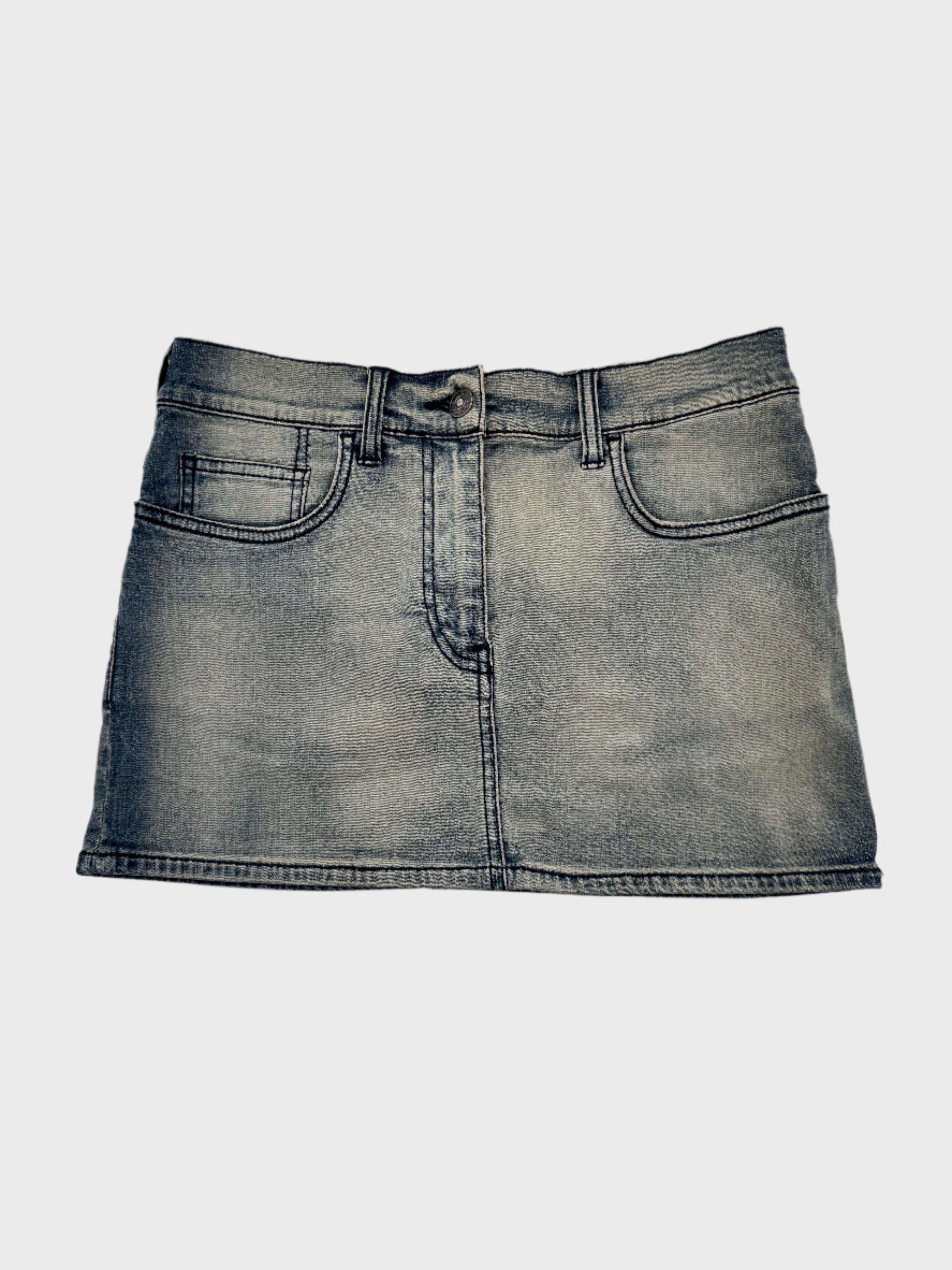 Evisu Embroidered Mini Denim Skirt