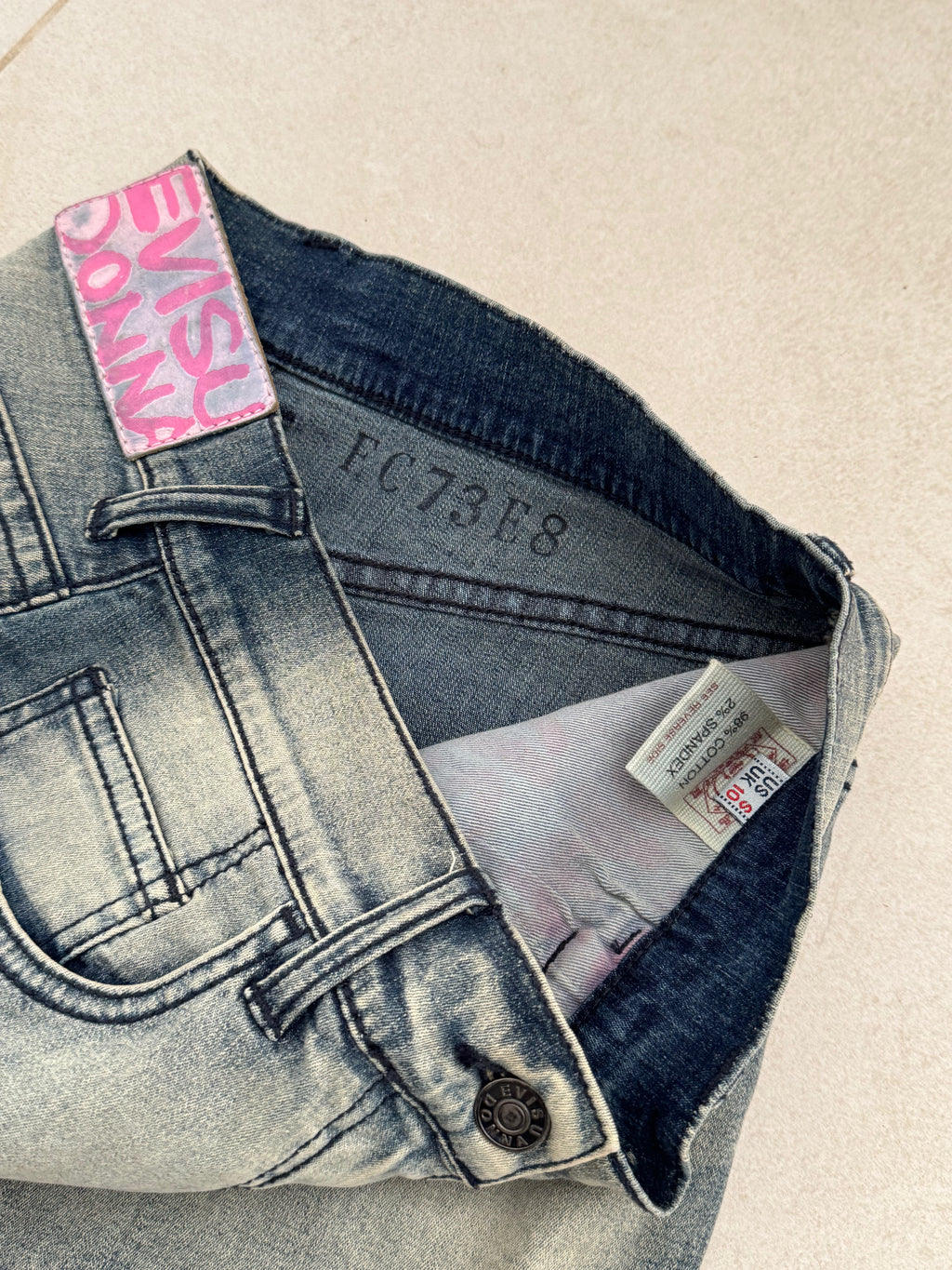 Evisu Embroidered Mini Denim Skirt