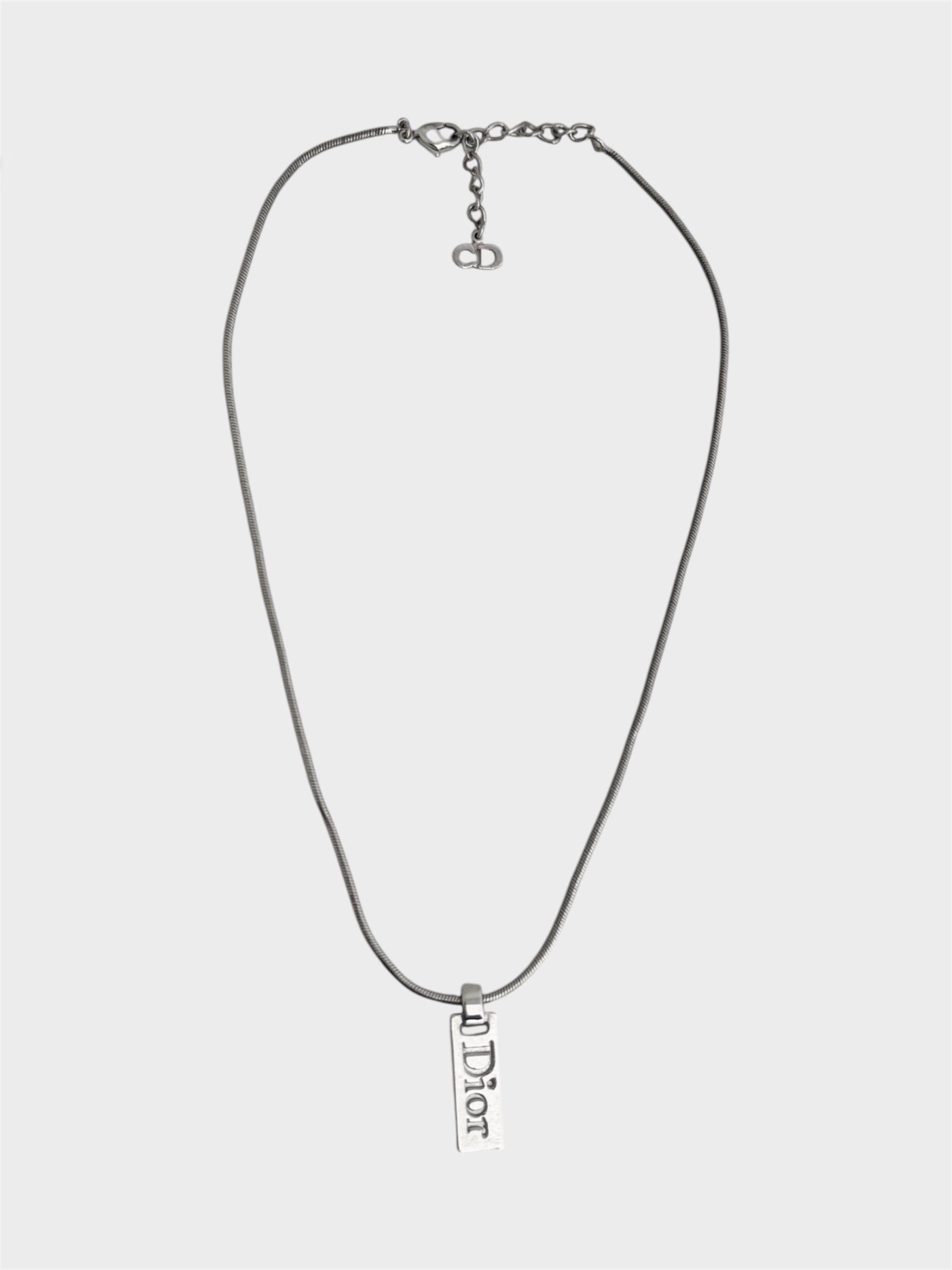Christian Dior Name Plate Spell-Out Necklace