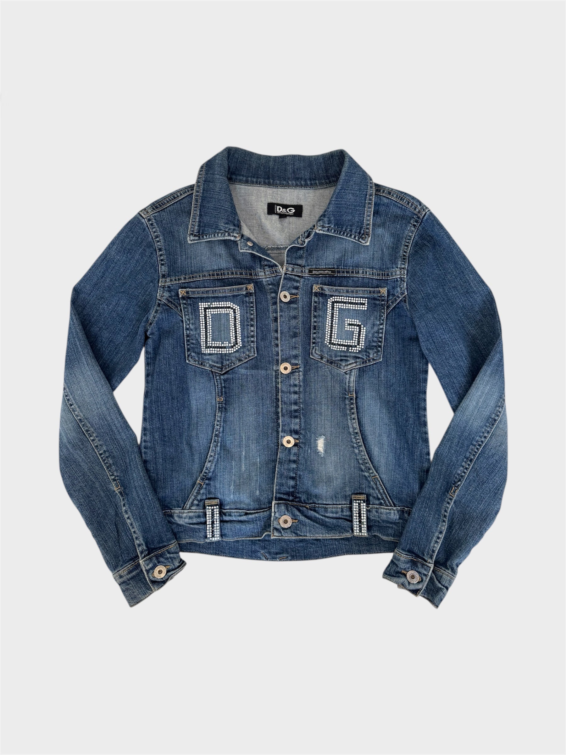 Dolce and Gabbana Diamanté Embossed Denim Jacket