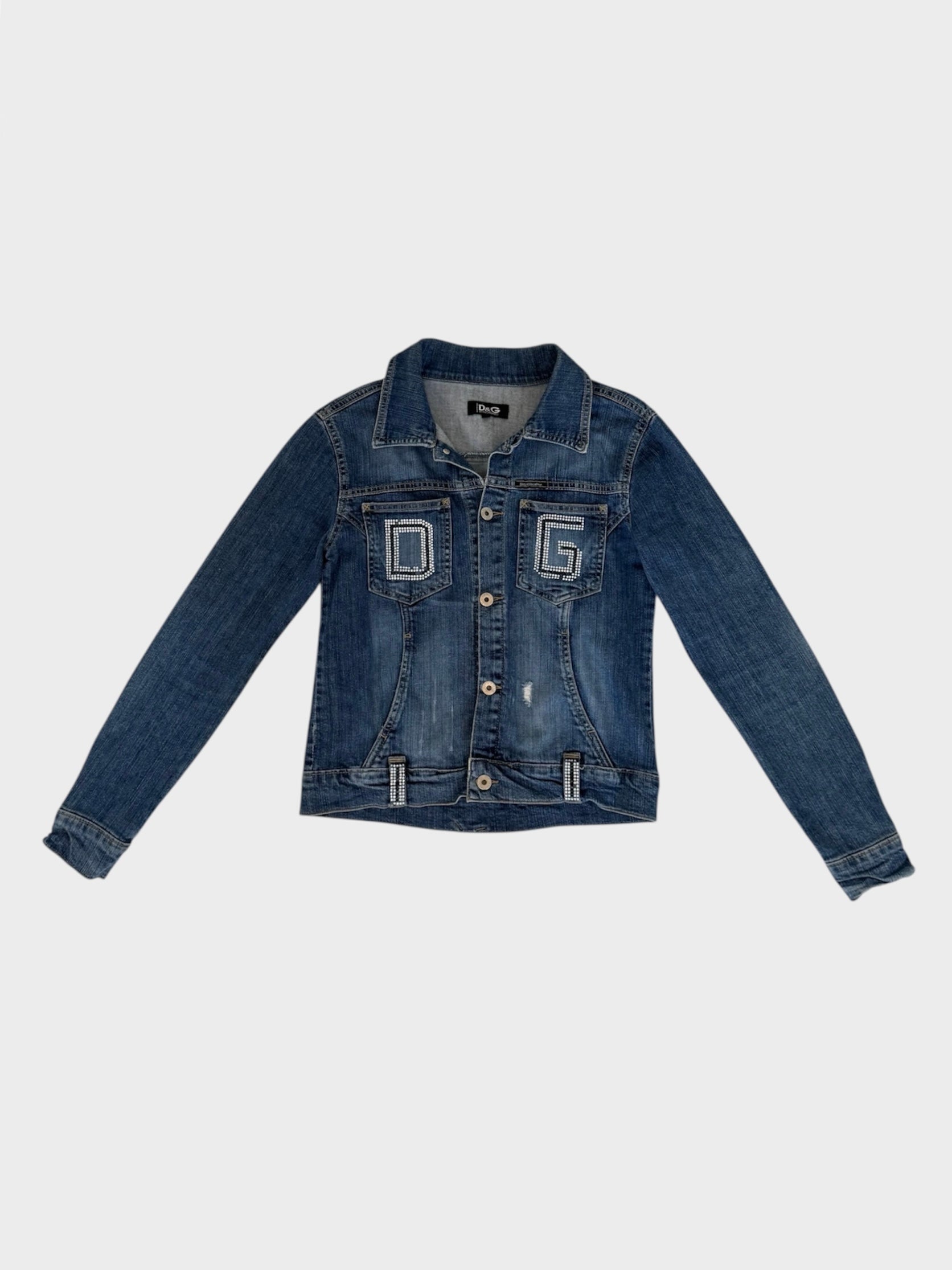 Dolce and Gabbana Diamanté Embossed Denim Jacket