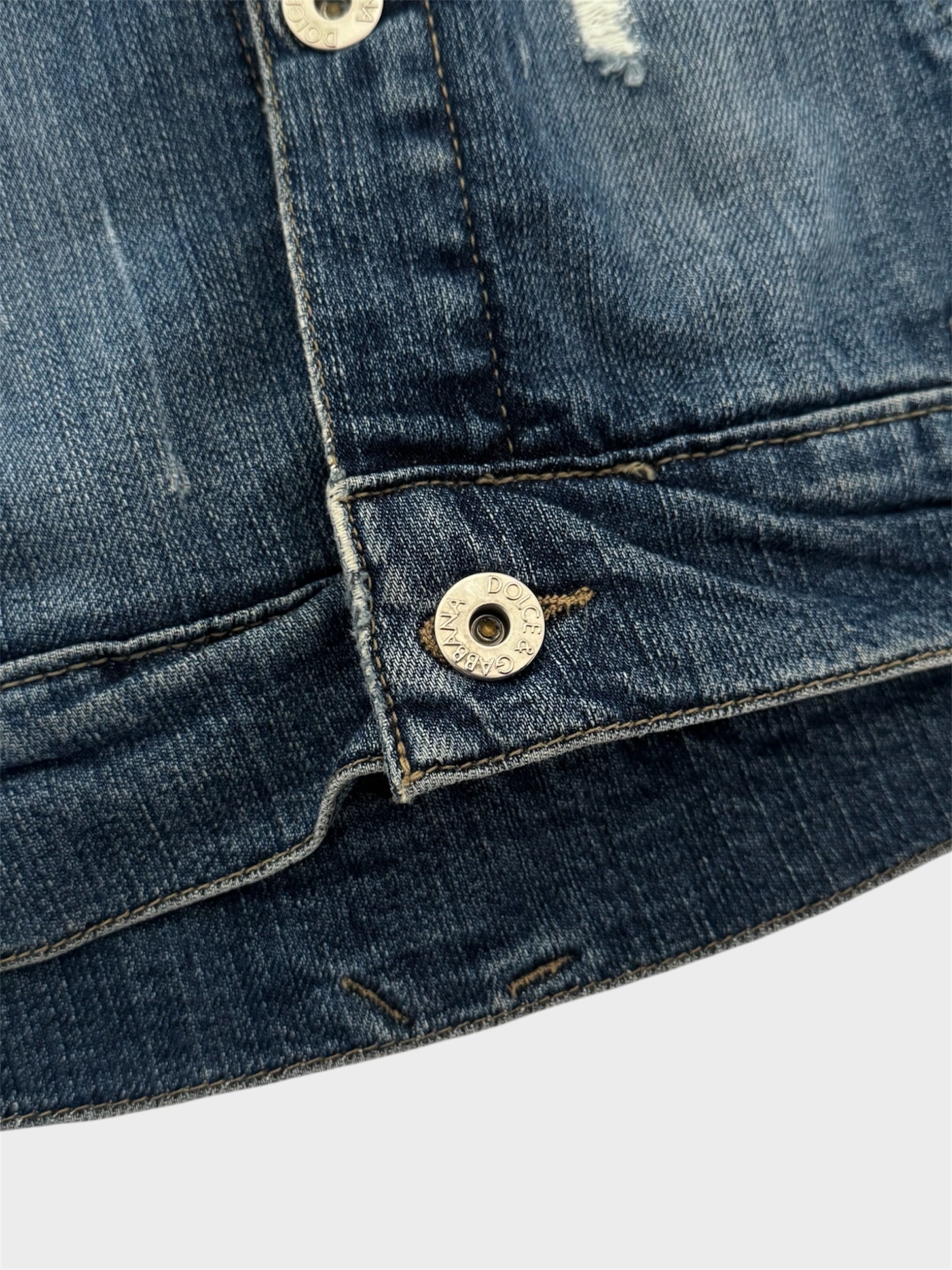 Dolce and Gabbana Diamanté Embossed Denim Jacket