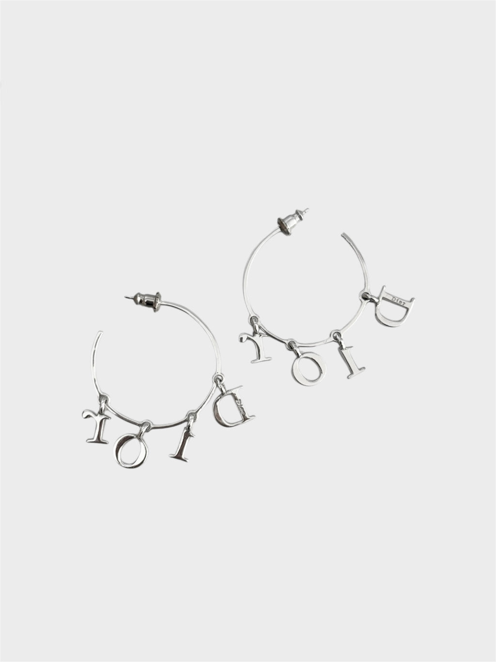 Christian Dior Swarovski Encrusted Hoop Stud Earrings