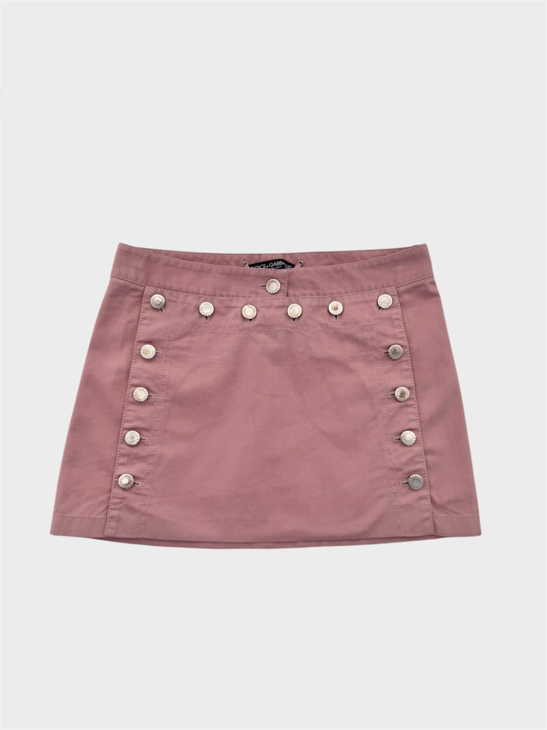 Dolce and Gabbana Lace-Up Metal Buttoned Mini Skirt