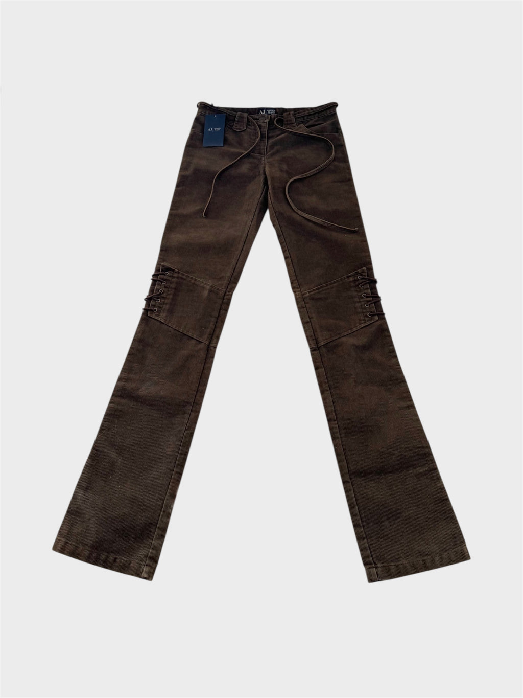 Armani Jeans Corduroy Lace-Up Low-Rise Straight-Leg Trousers