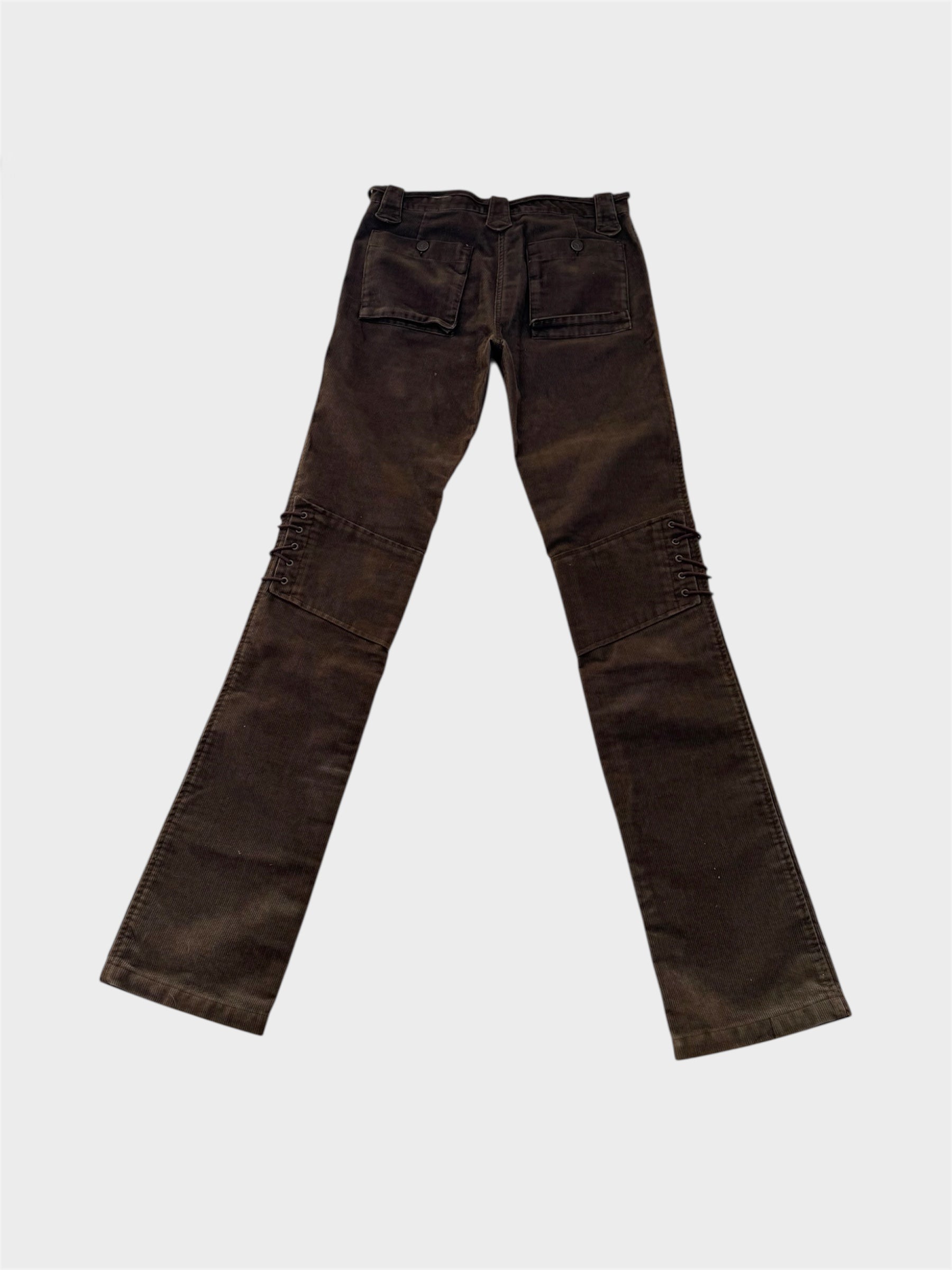 Armani Jeans Corduroy Lace-Up Low-Rise Straight-Leg Trousers