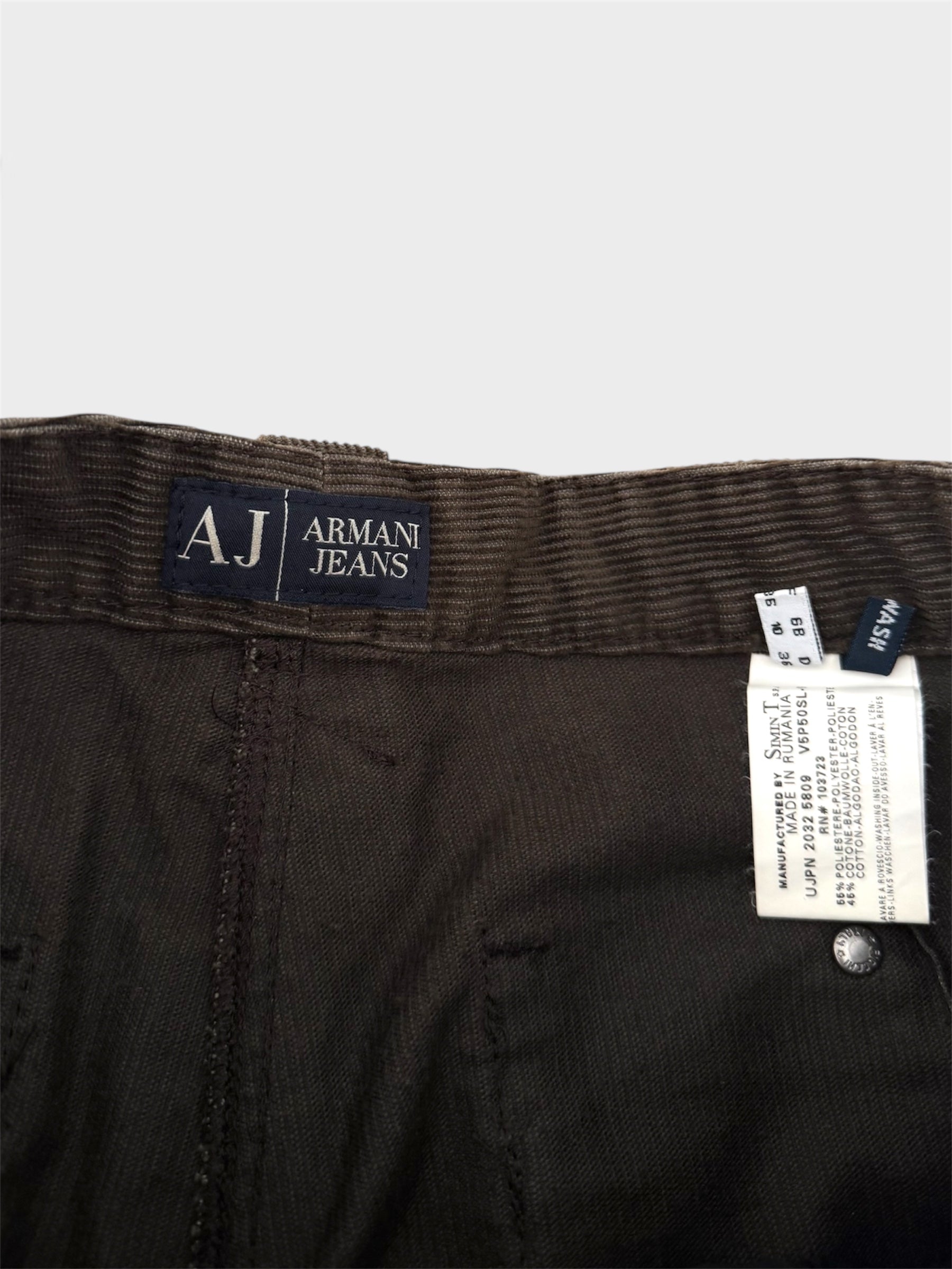 Armani Jeans Corduroy Lace-Up Low-Rise Straight-Leg Trousers
