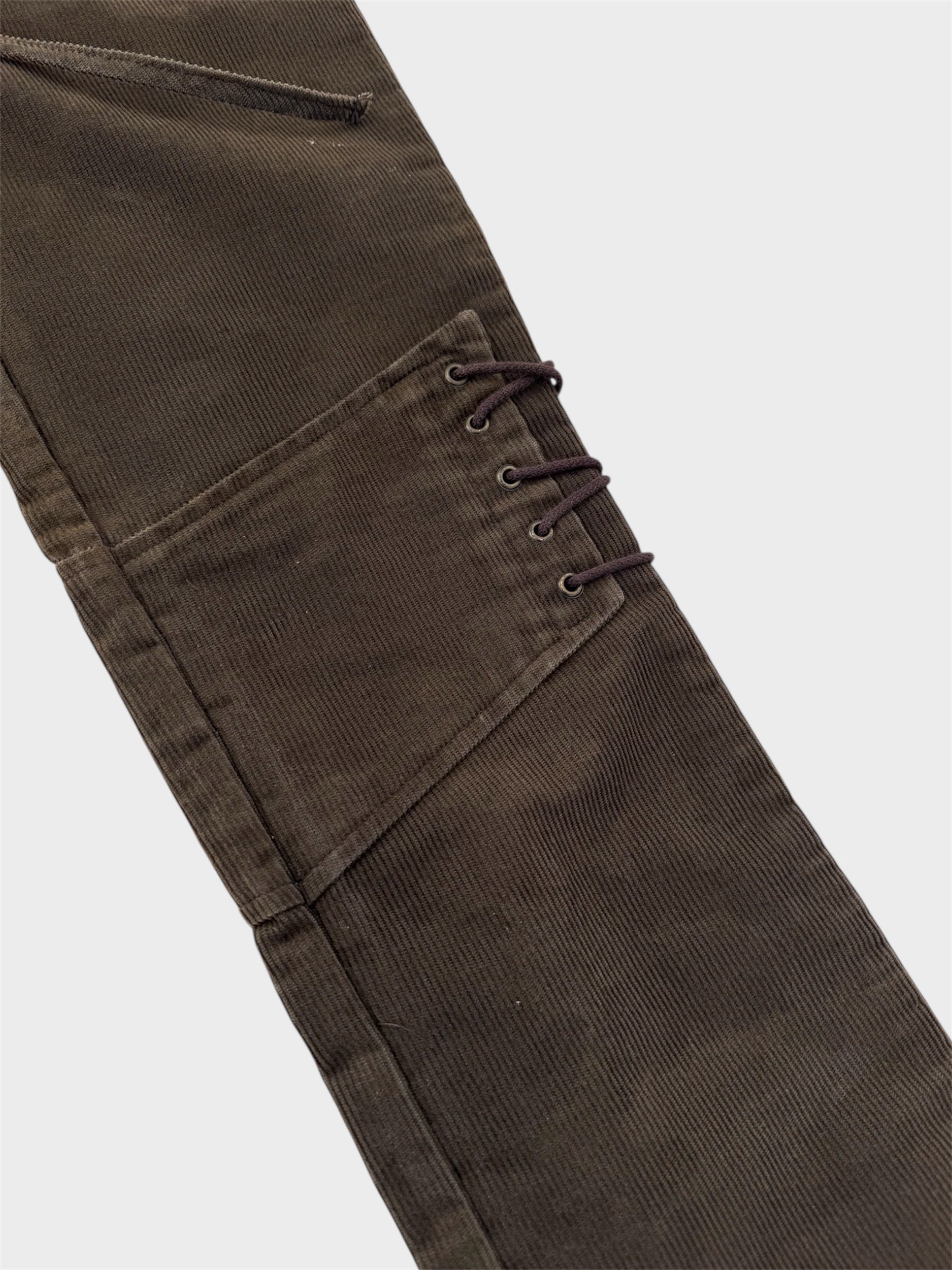 Armani Jeans Corduroy Lace-Up Low-Rise Straight-Leg Trousers
